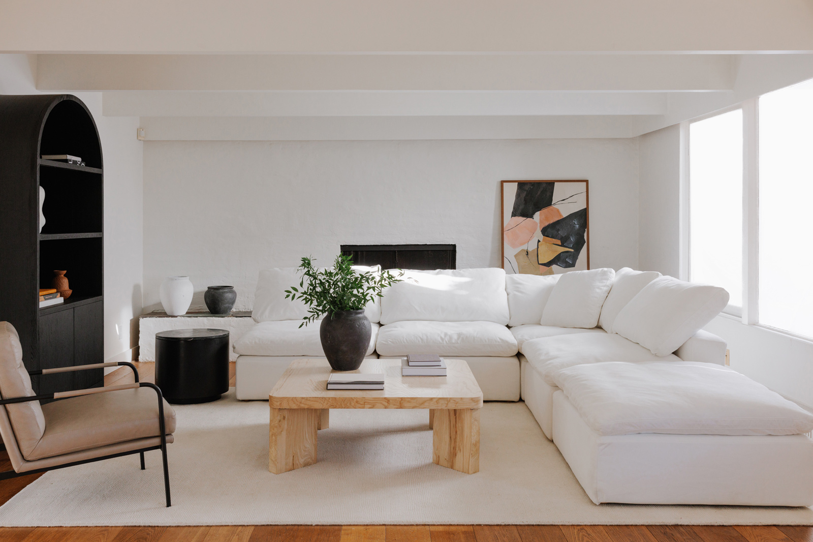 Moe's Terra Condo Ottoman - Cream White