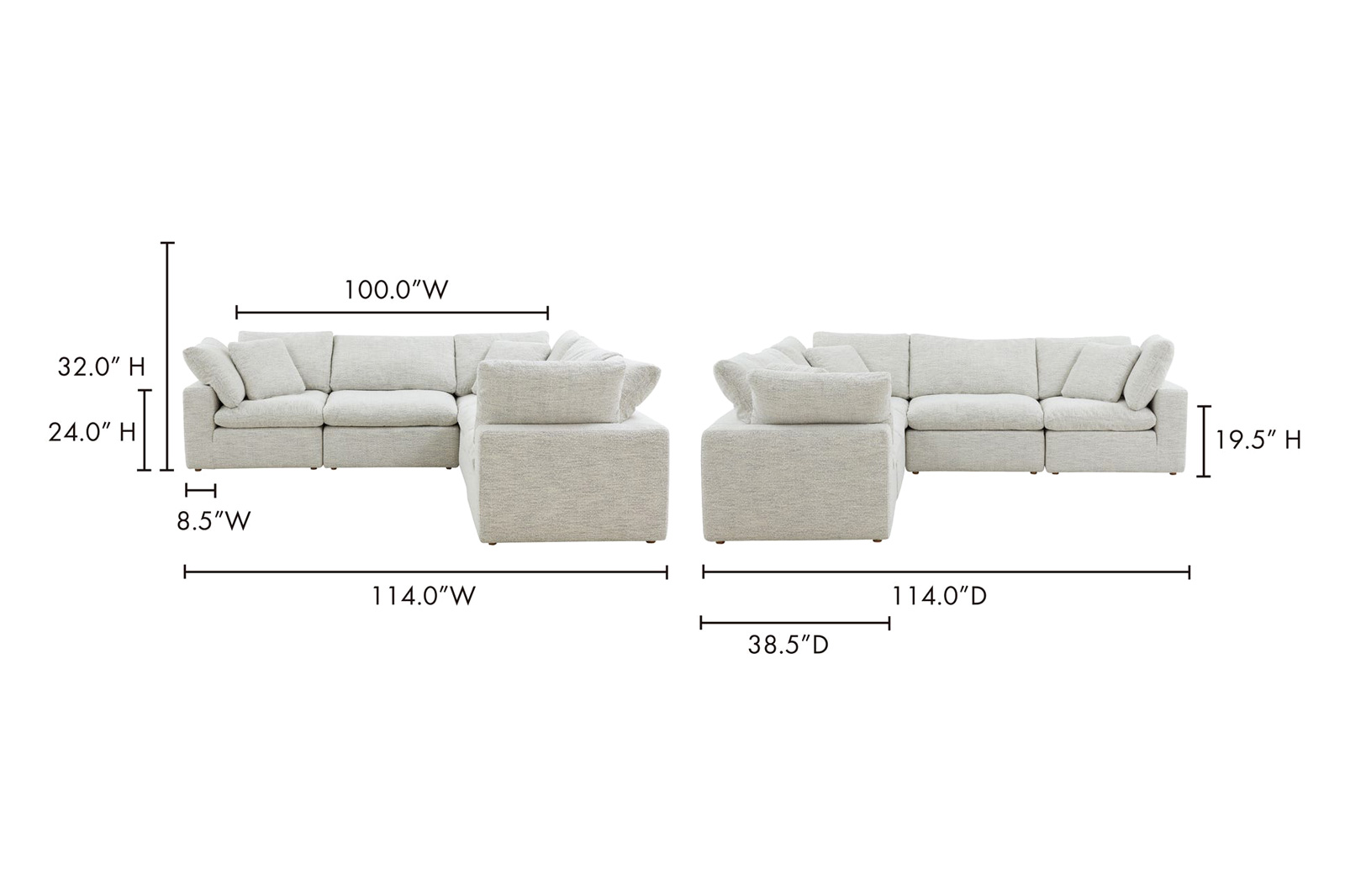 Moe's Terra Condo Classic L Modular Sectional - Coastside Sand