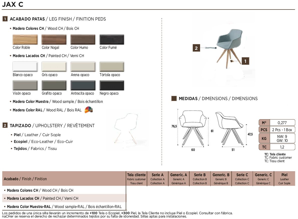 Nacher Jax Dining Chair - Wood CH Legs, Series C Upholstery