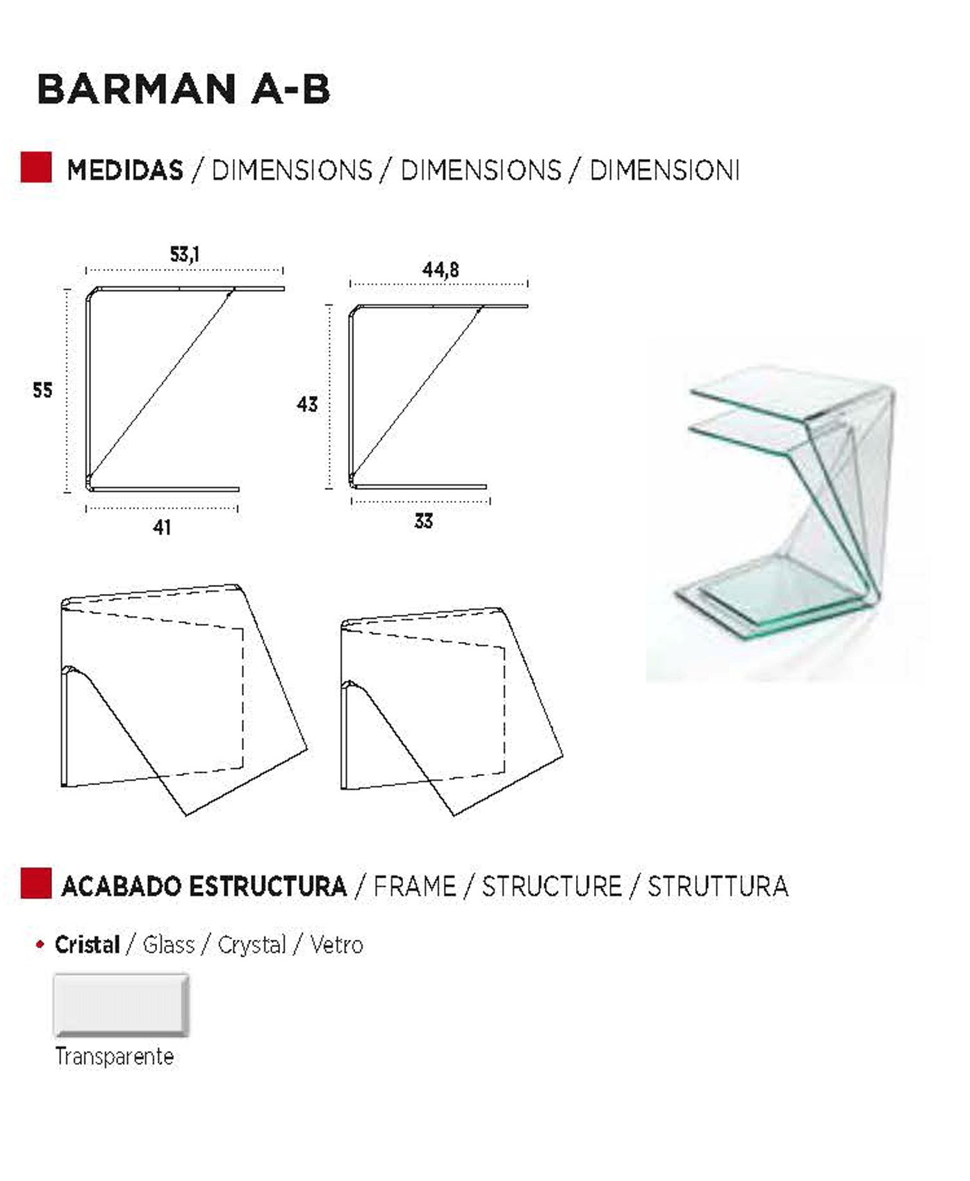Nacher - Barman End Table Set in Glass