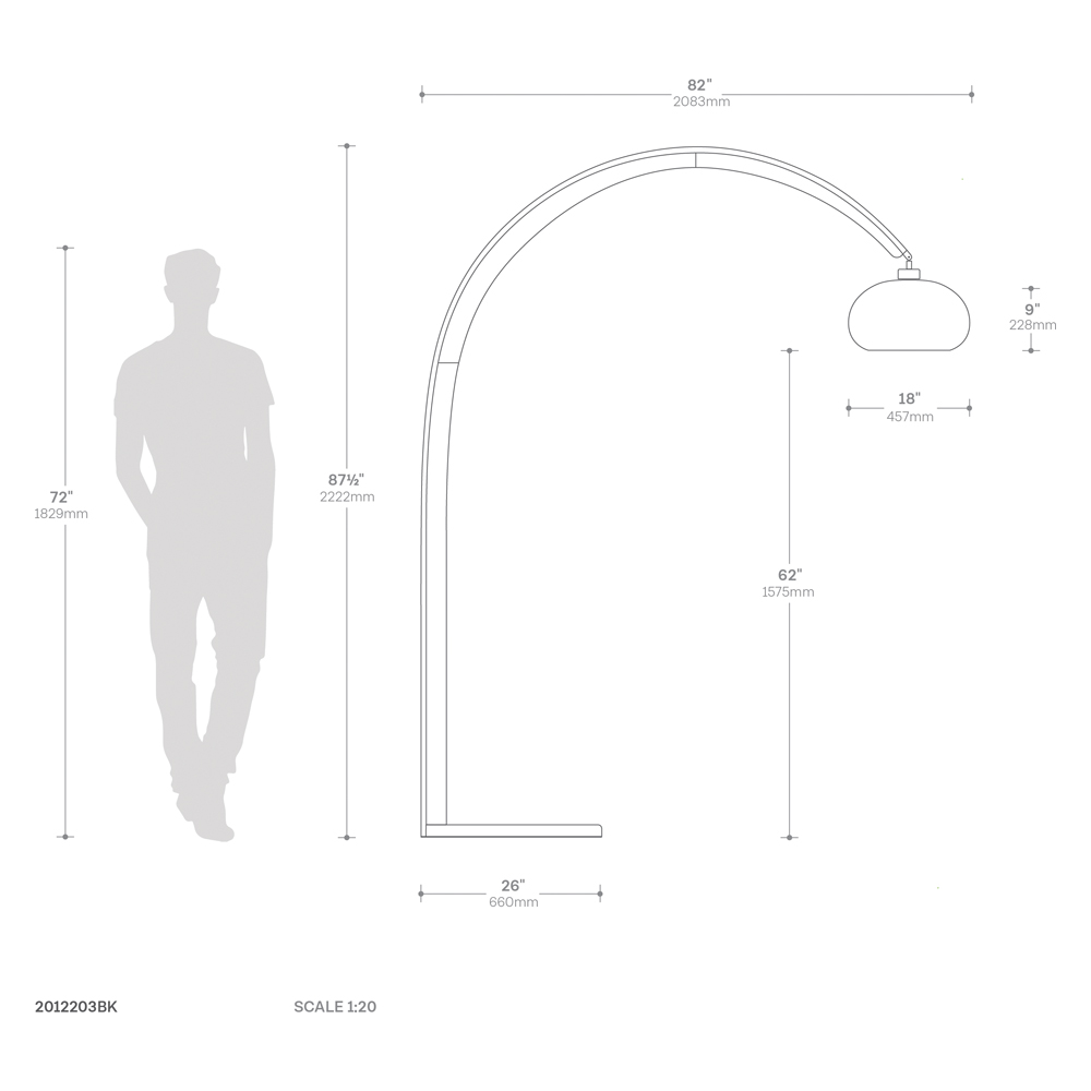 Nova Of CA - Vaulted Arc Floor Lamp Satin Nickel