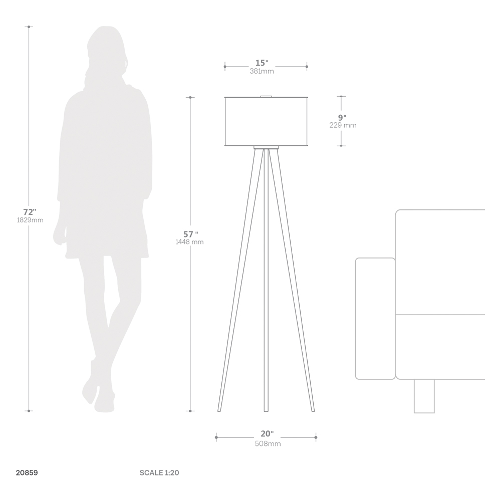 Nova Of CA Quattro Floor Lamp - Dark Walnut