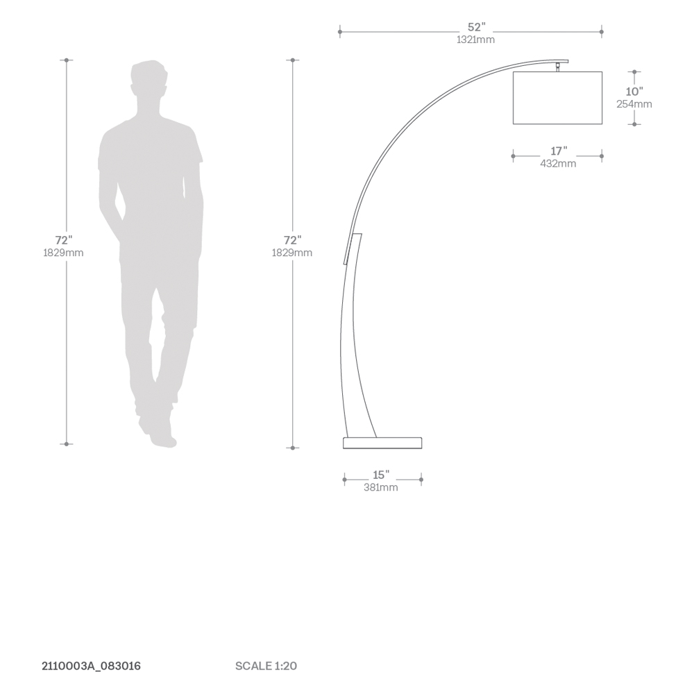 Nova Of CA - Plimpton 1 Light Arc Floor Lamp