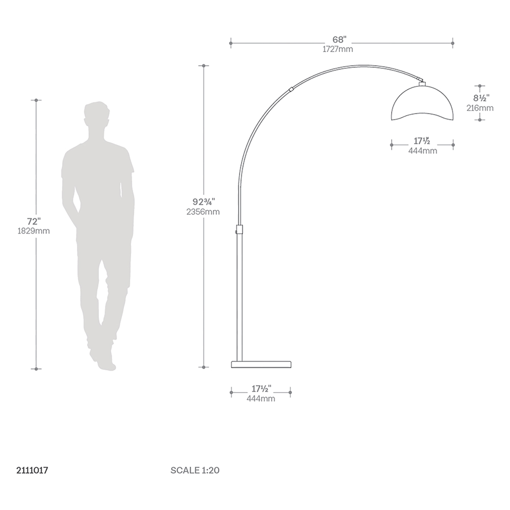 Nova Of CA - Orson 3 Light Arc Floor Lamp