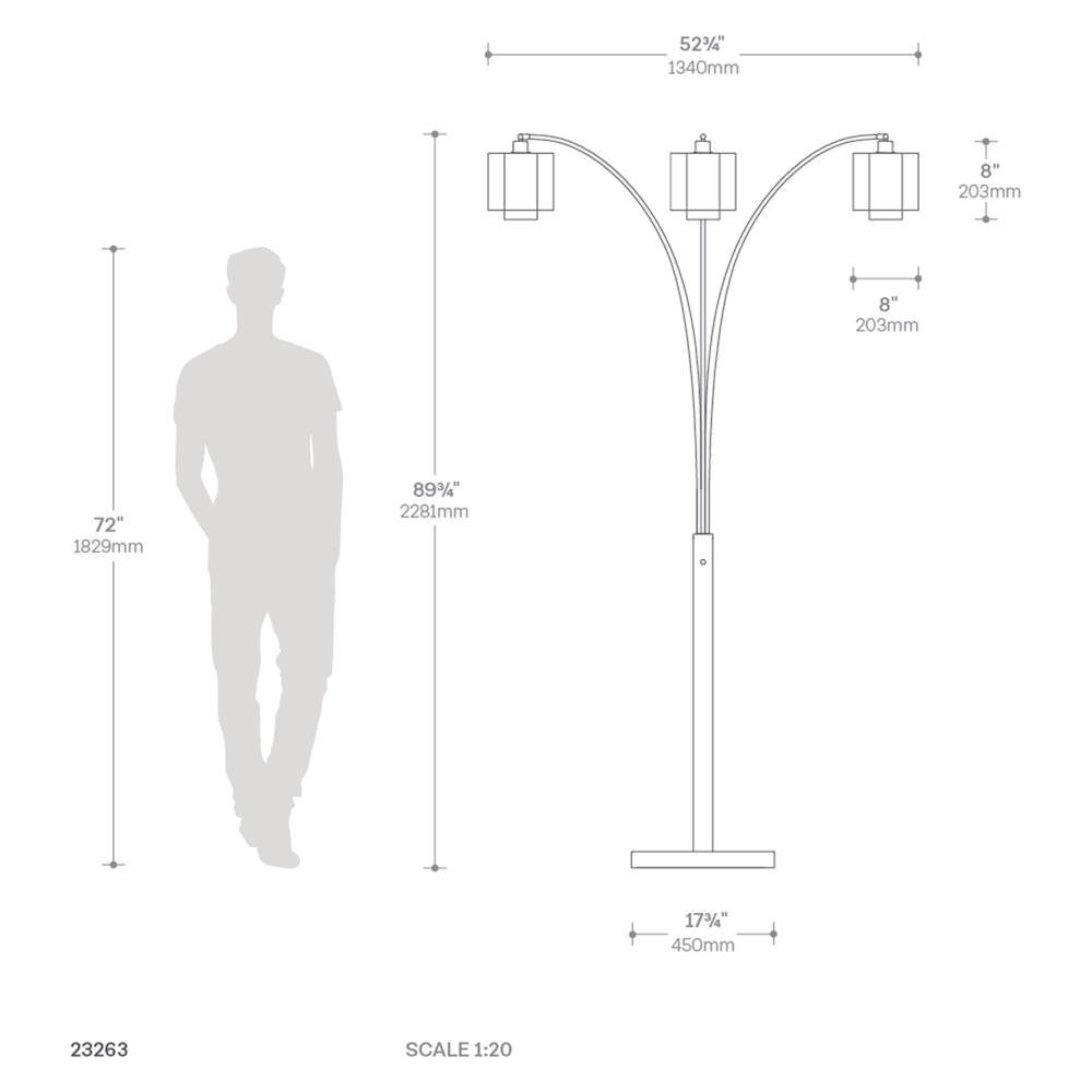 Nova Of CA Marilyn 3 Light Arc Floor Lamp - Weathered Brass