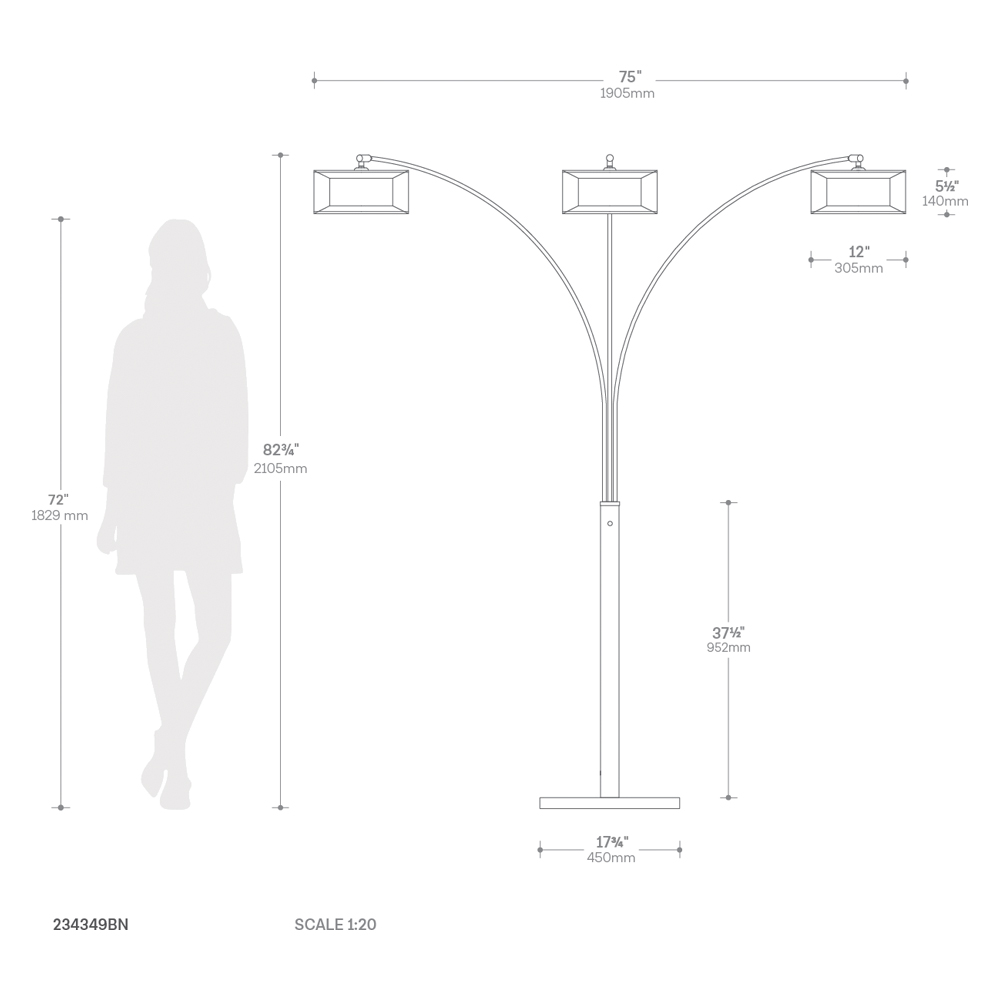 Nova Of CA - Amarillo 3 Light Arc Floor Lamp
