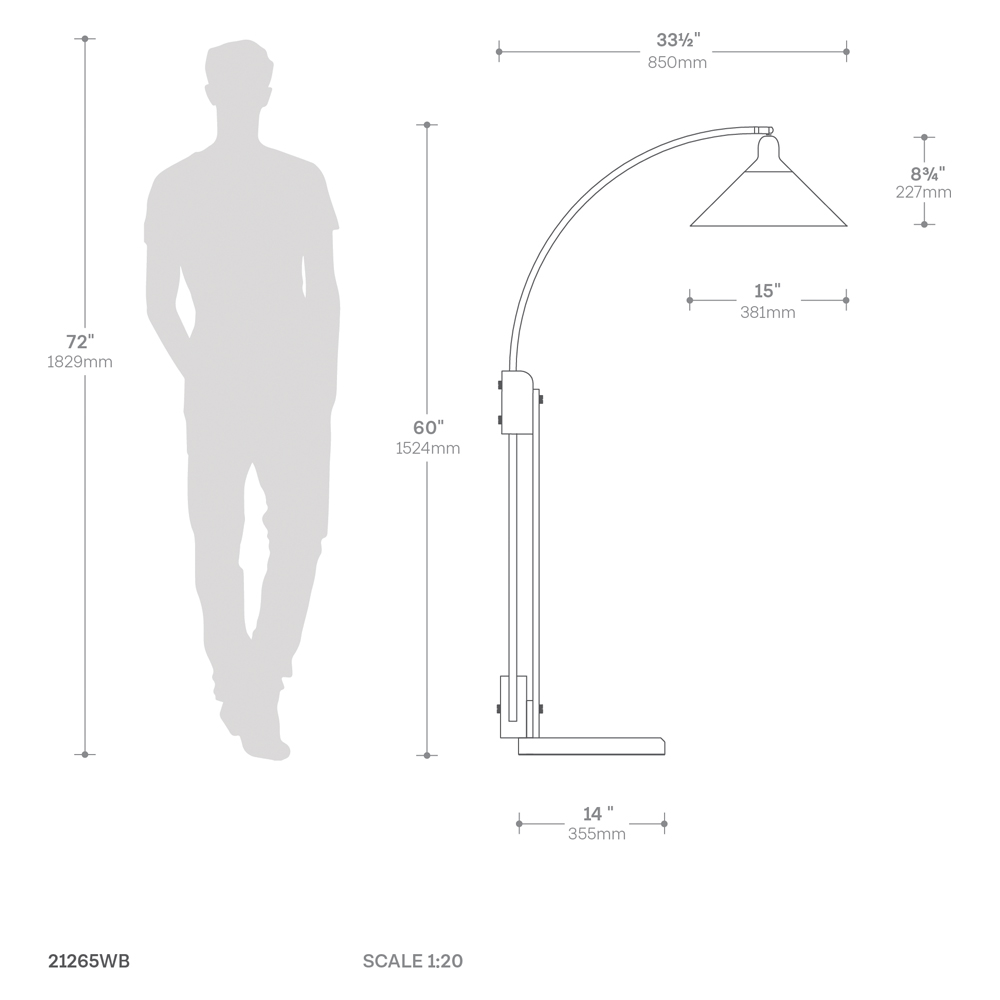 Nova Of CA - Melmar Chairside Arc Floor Lamp