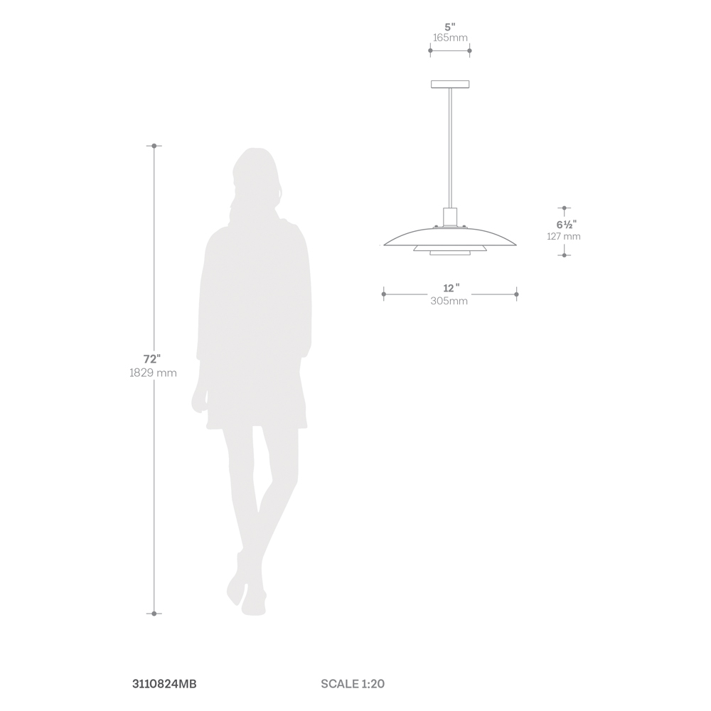 Nova Of CA Rancho Mirage Small 12" OD Pendant Light - Matte Black