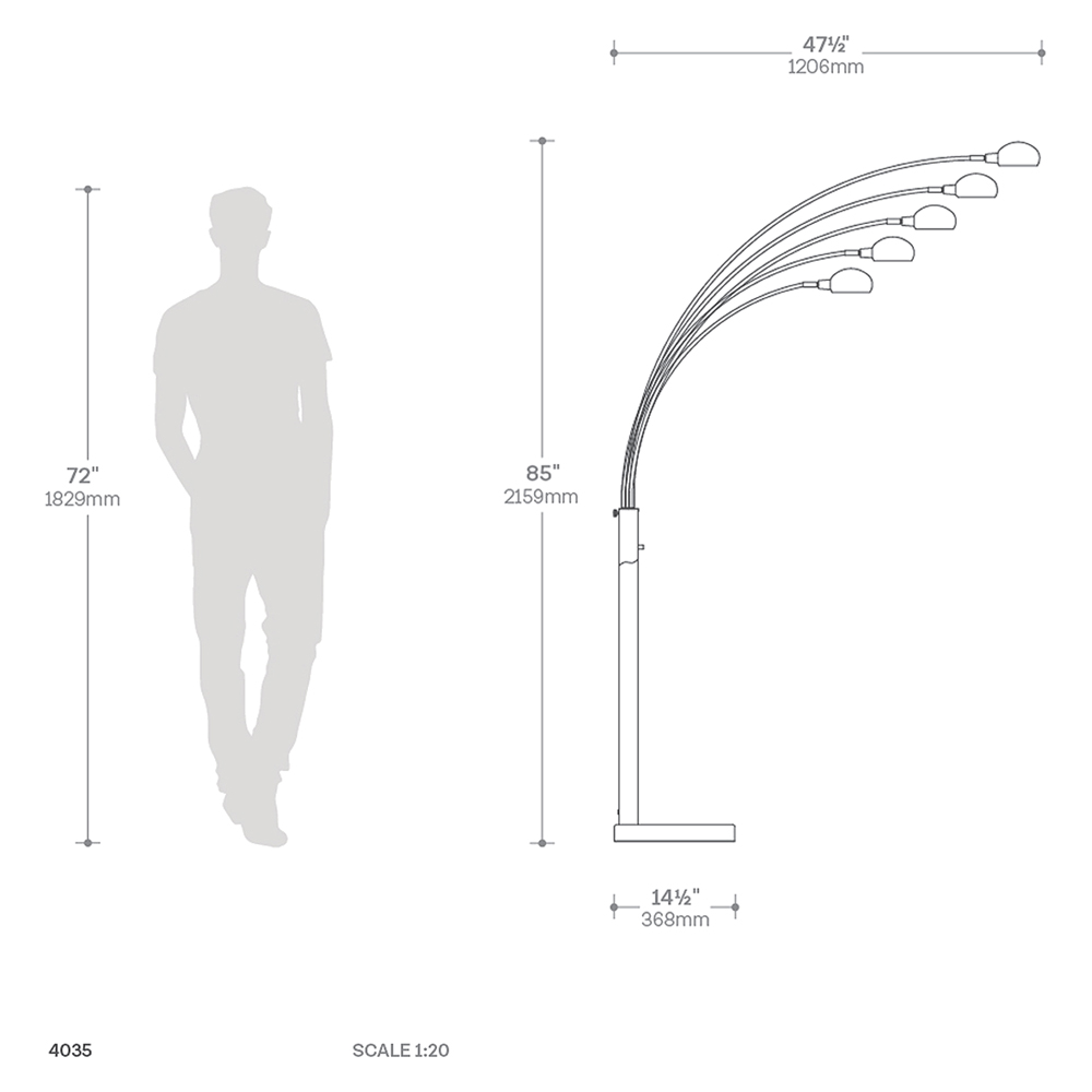 Nova Of CA - Mushroom 5 Light Arc Floor Lamp