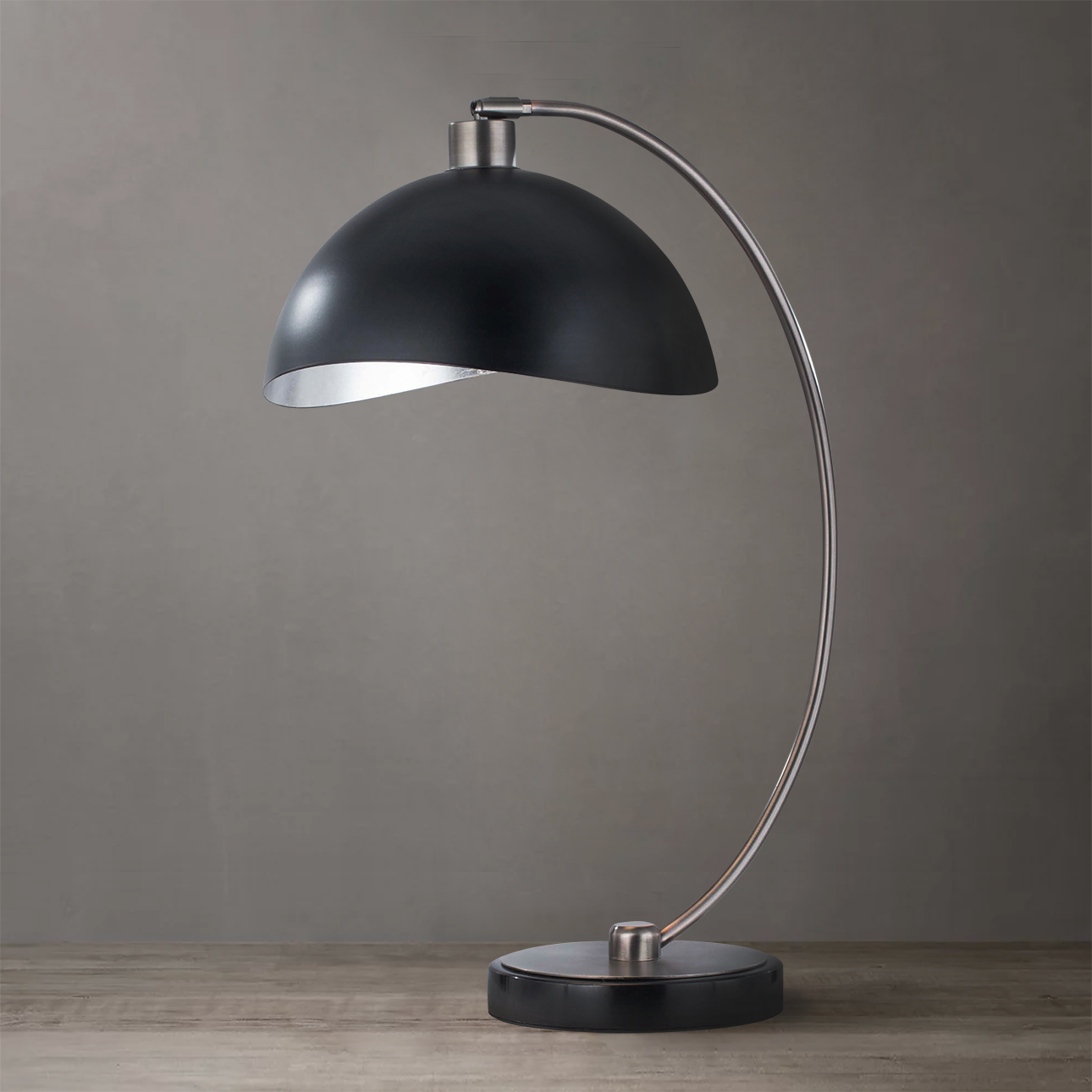 Nova Of CA Luna Bella Table Lamp - Nickel/Matte Black/Silver Leaf