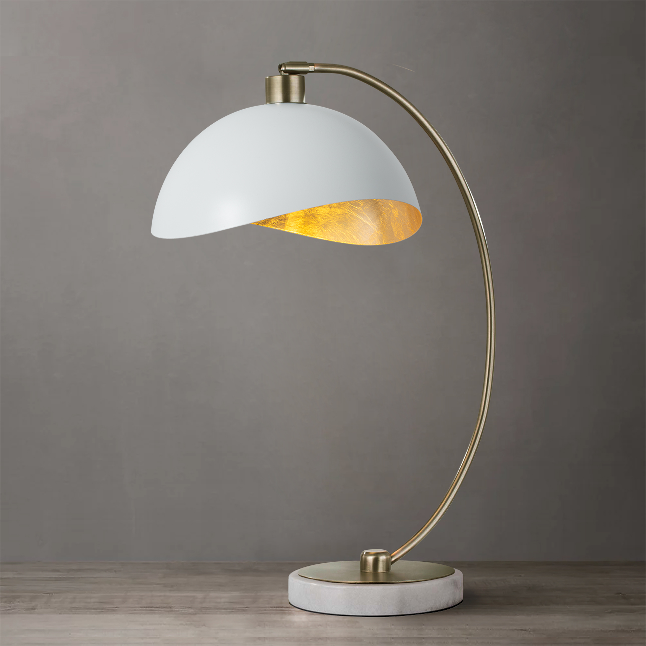 Nova Of CA Luna Bella Table Lamp - Brass/Matte White/Gold Leaf