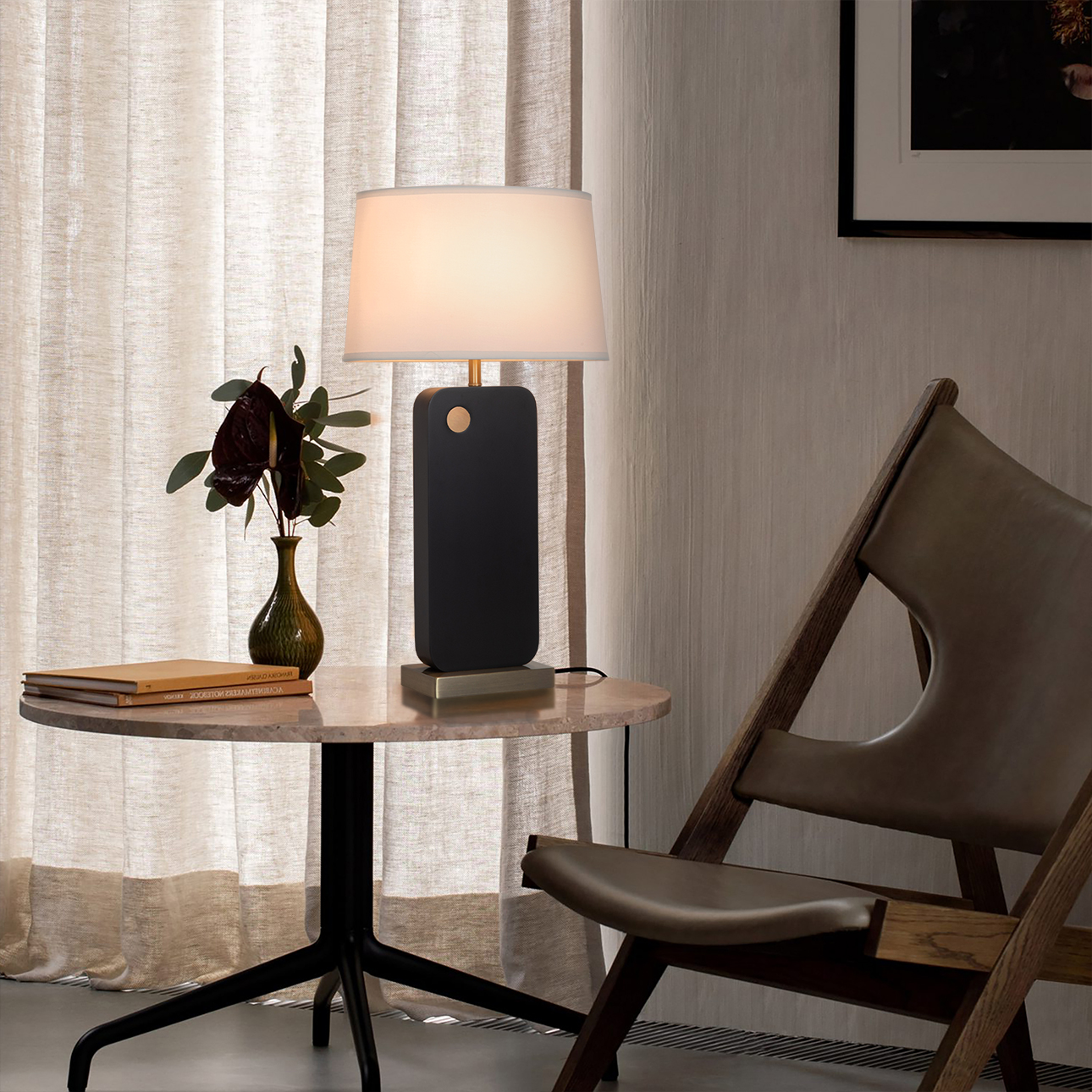 Nova Of CA Laurel Table Lamp - Ebony