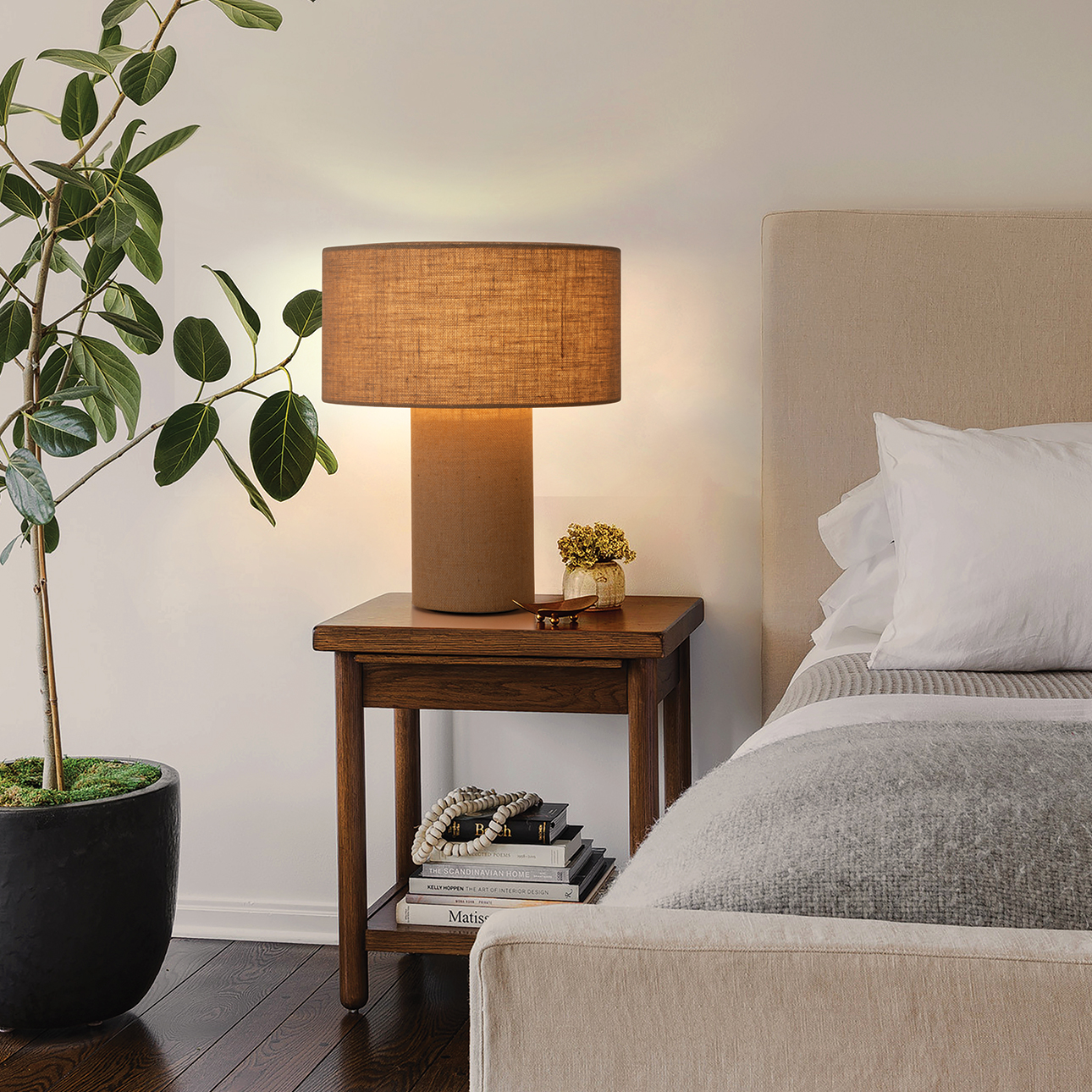 Nova Of CA Moonlight Table Lamp - Woven Burlap Shade