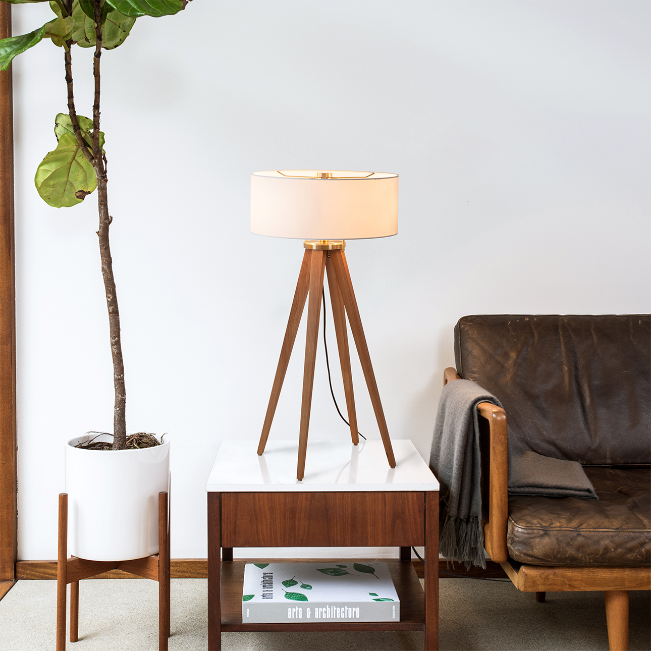 Nova Of CA Quattro Table Lamp - Natural Ash