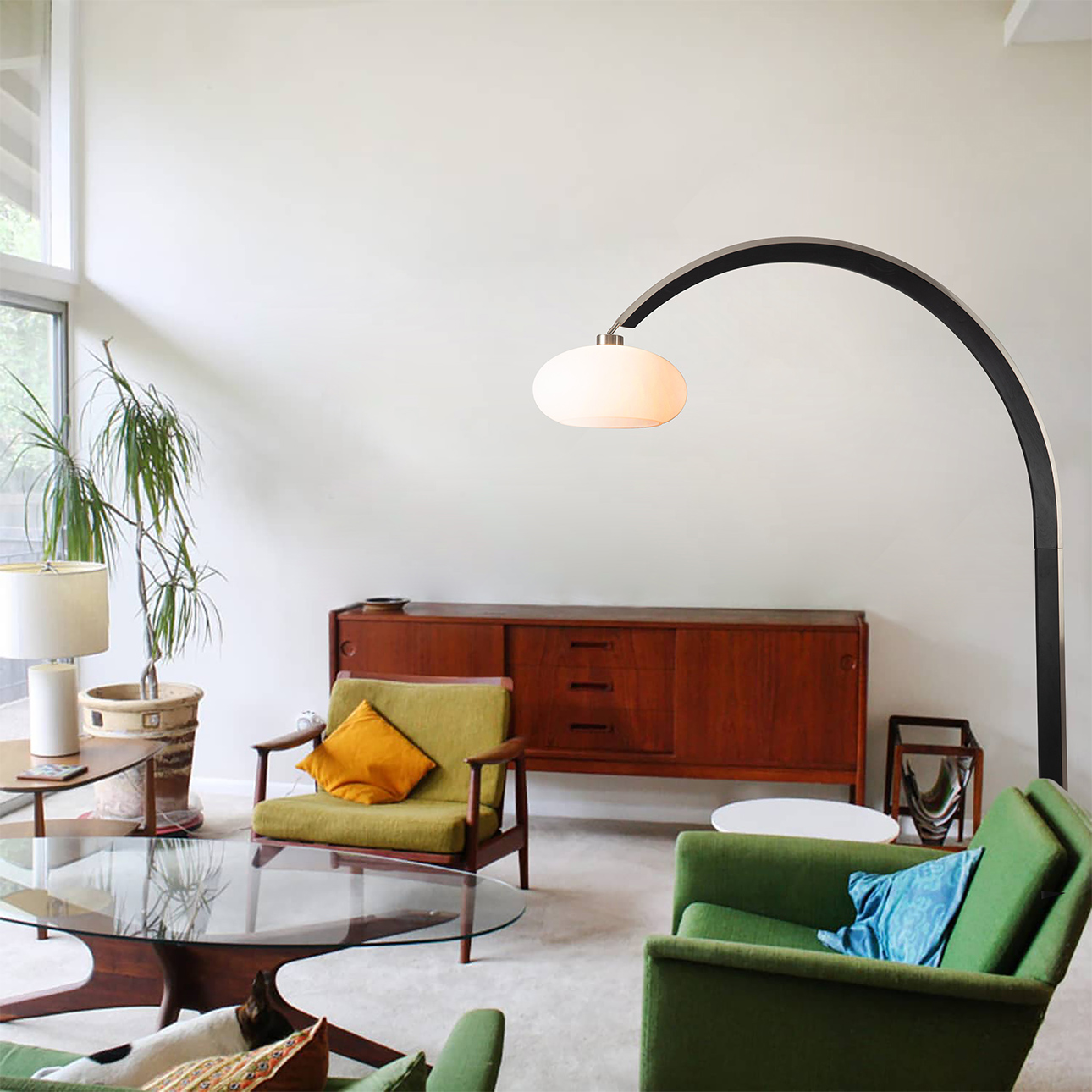 Nova Of CA - Vaulted Arc Floor Lamp Satin Nickel
