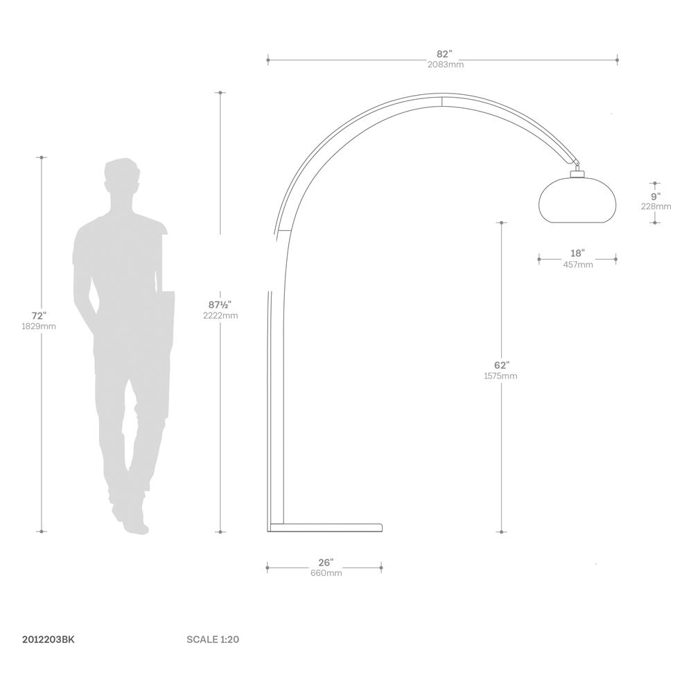 Nova Of CA - Vaulted Arc Floor Lamp Satin Nickel