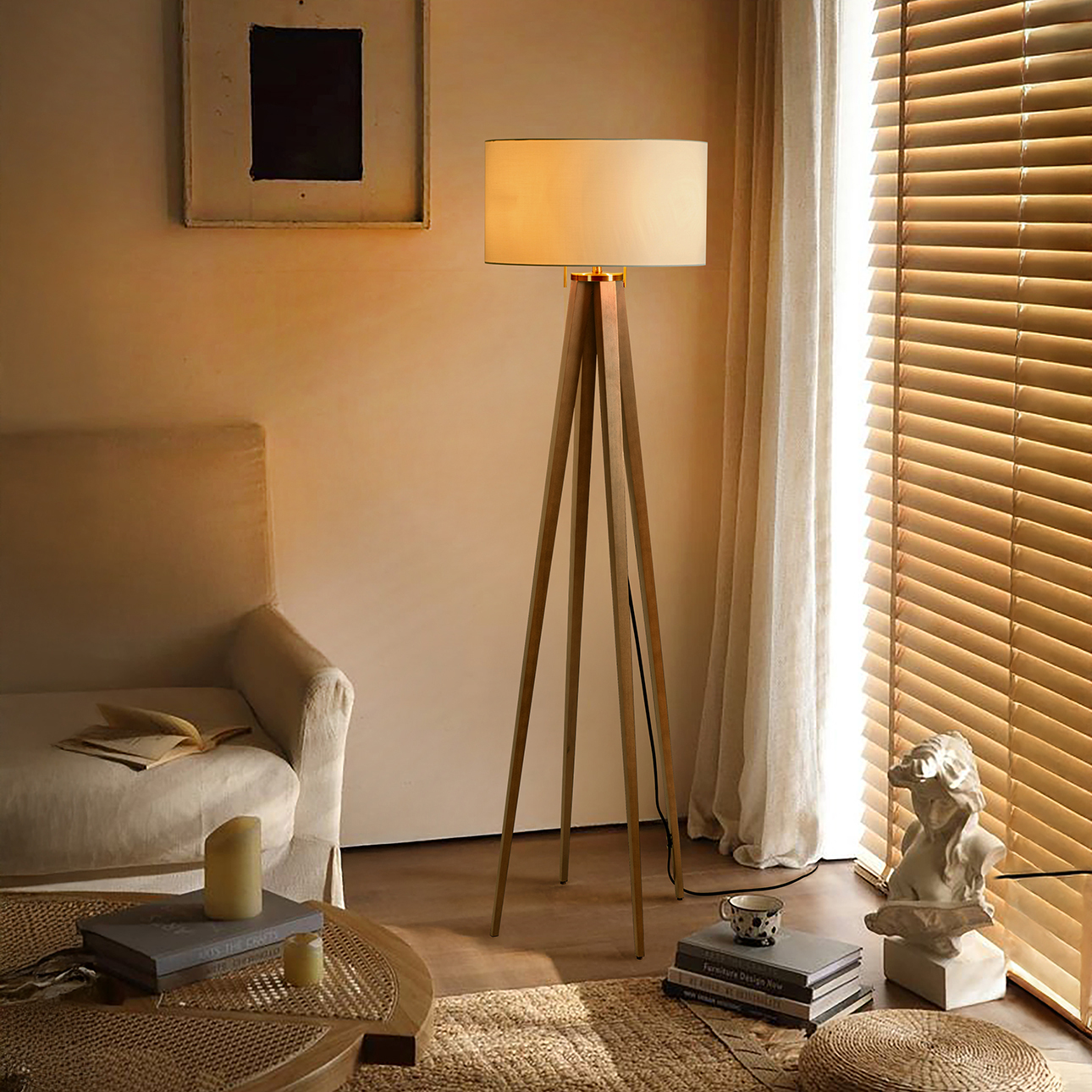 Nova Of CA Quattro Floor Lamp - Natural Ash