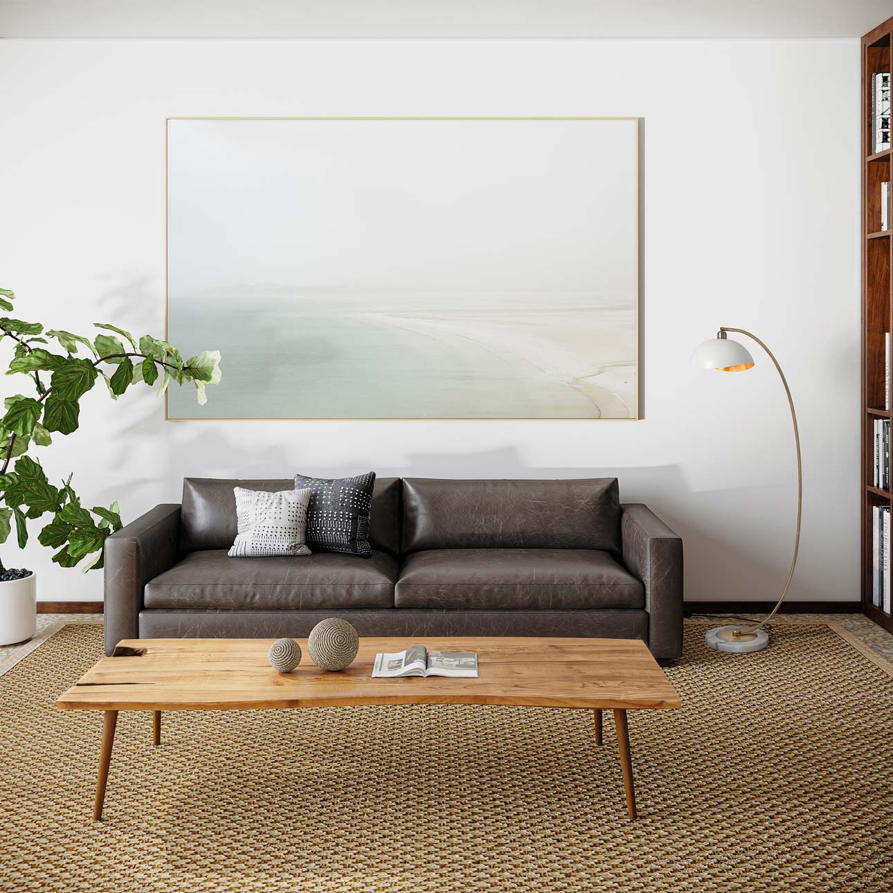 Nova Of CA Luna Bella Chairside Arc Floor Lamp - Brass/Matte White/Gold Leaf