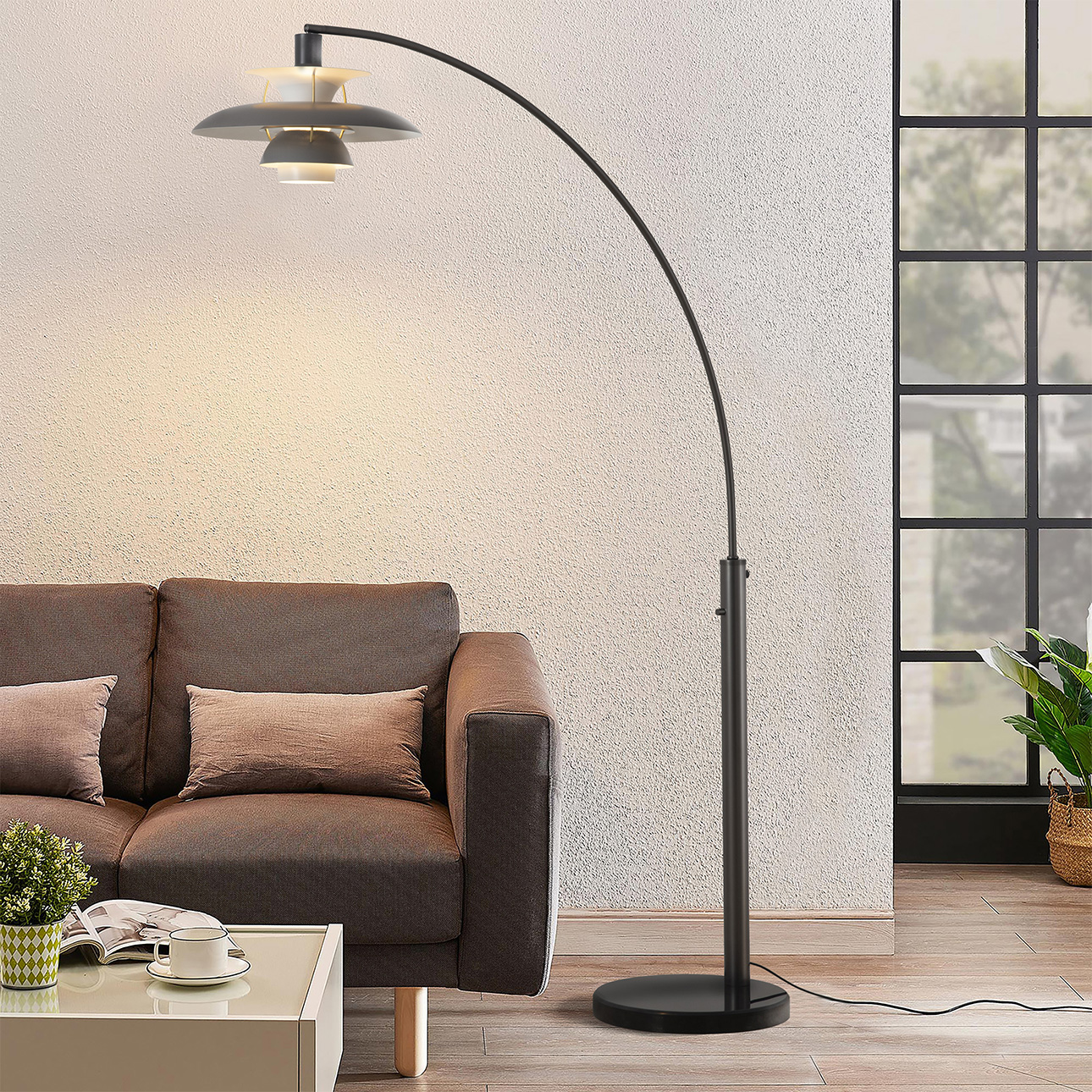 Nova Of CA - Palm Springs 1 Light Arc Floor Lamp Gunmetal