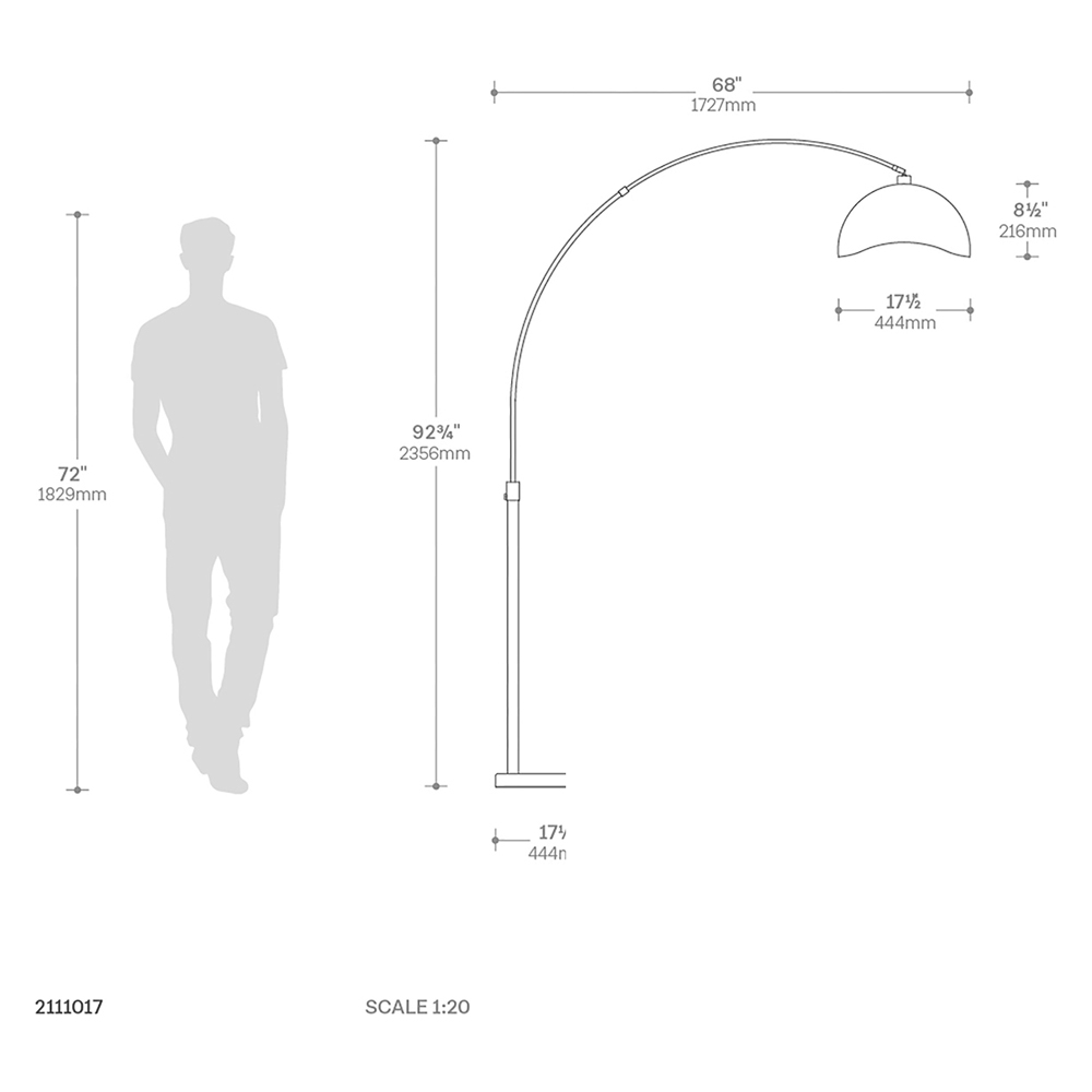 Nova Of CA - Orson 3 Light Arc Floor Lamp