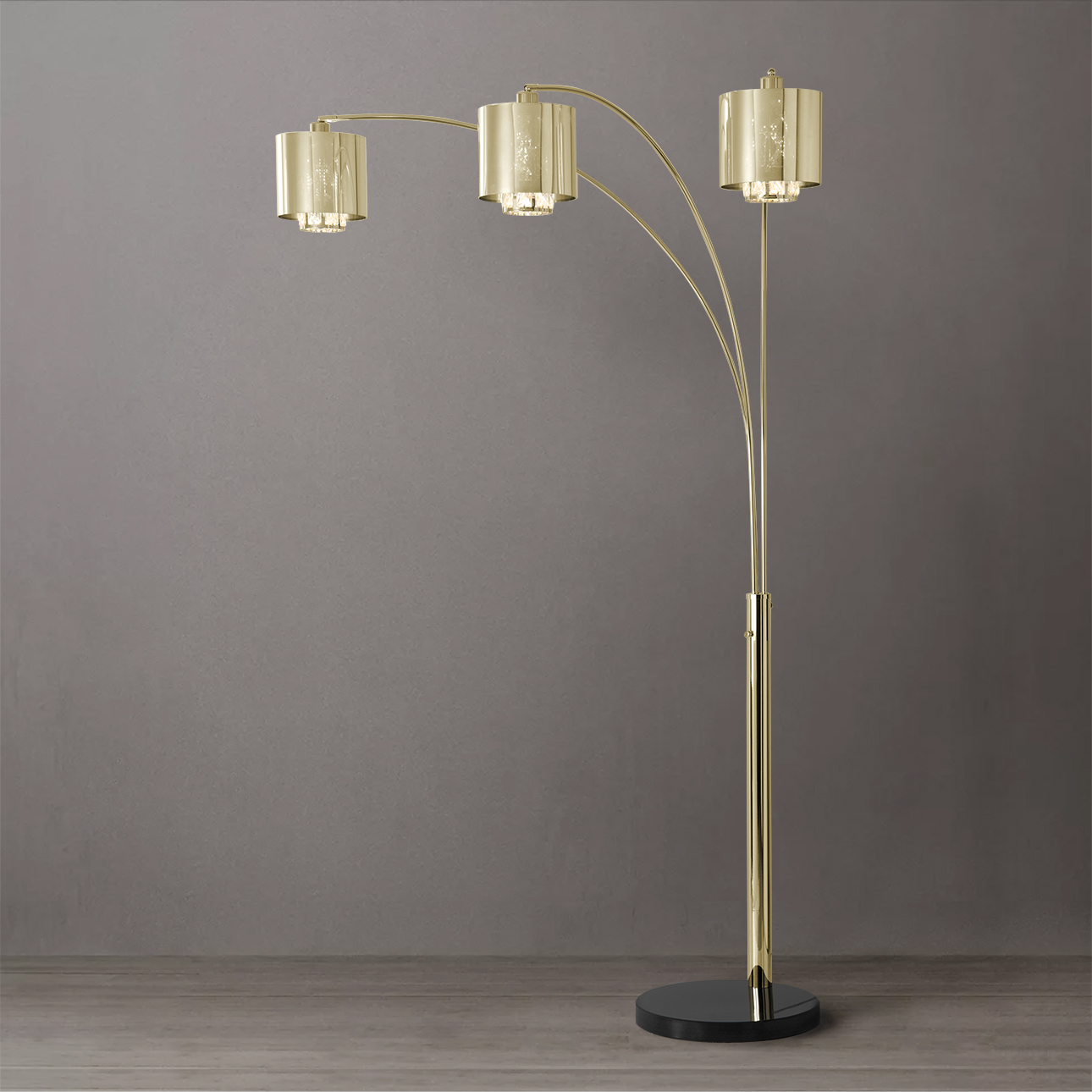 Nova Of CA Marilyn 3 Light Arc Floor Lamp - Weathered Brass