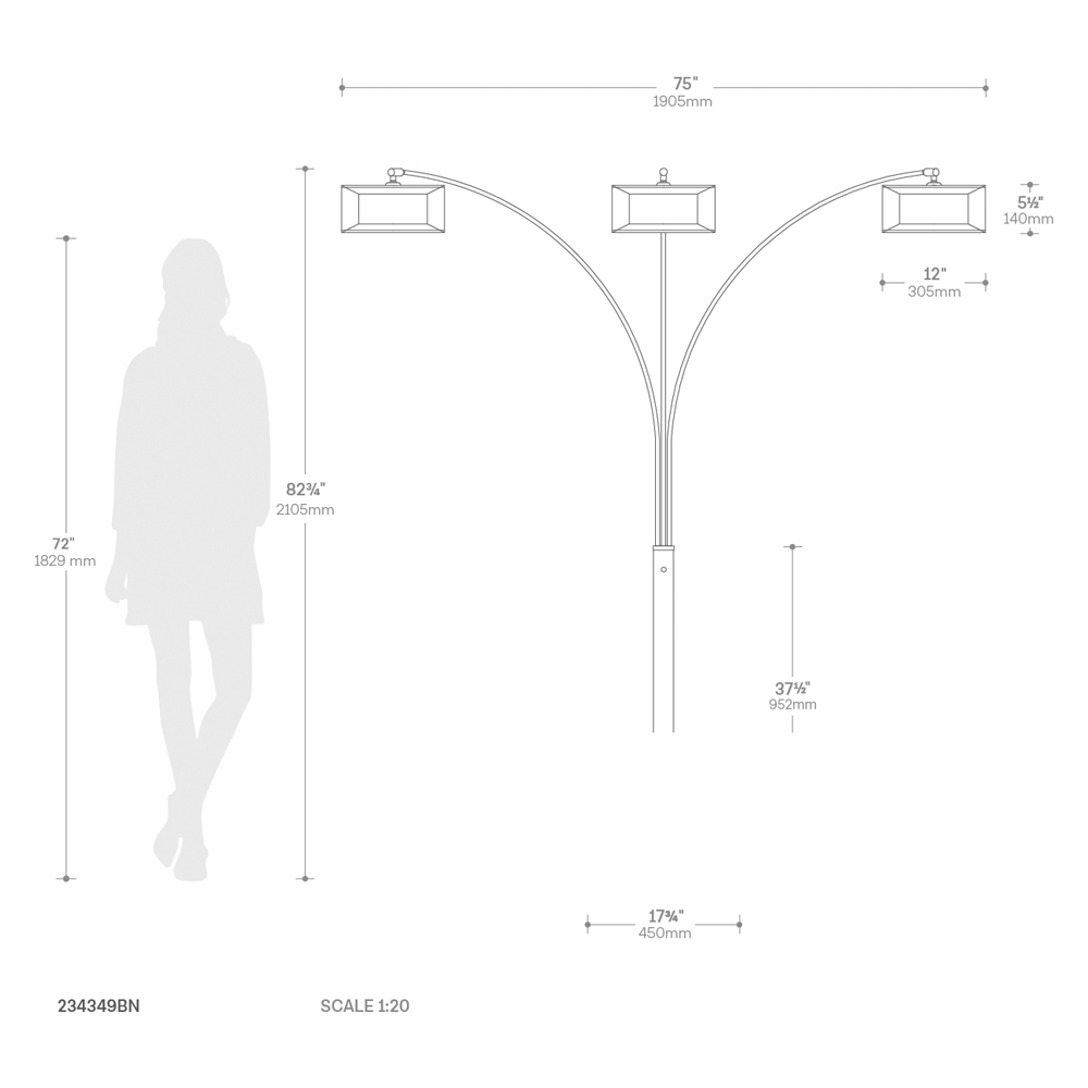 Nova Of CA - Amarillo 3 Light Arc Floor Lamp
