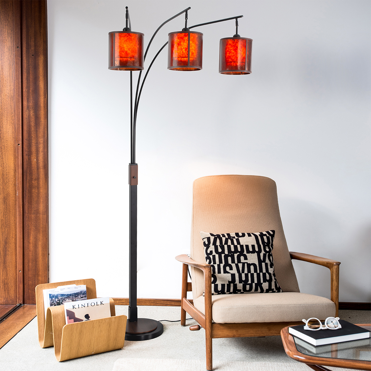 Nova Of CA - Layers Natural Mica 3 Light Arc Floor Lamp