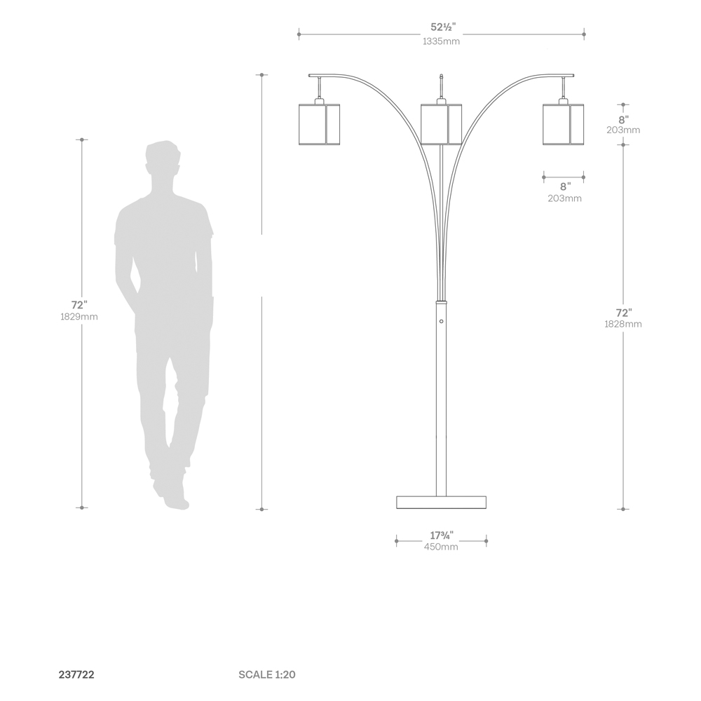 Nova Of CA - Layers Natural Mica 3 Light Arc Floor Lamp