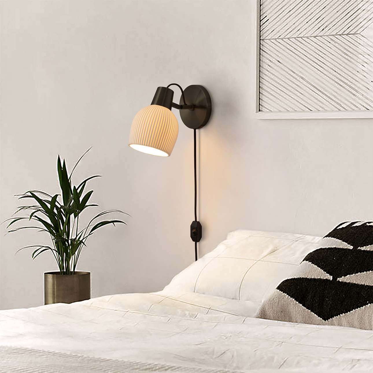 Nova Of CA Petaluma Bone Porcelain Wall Sconce - Matte Black