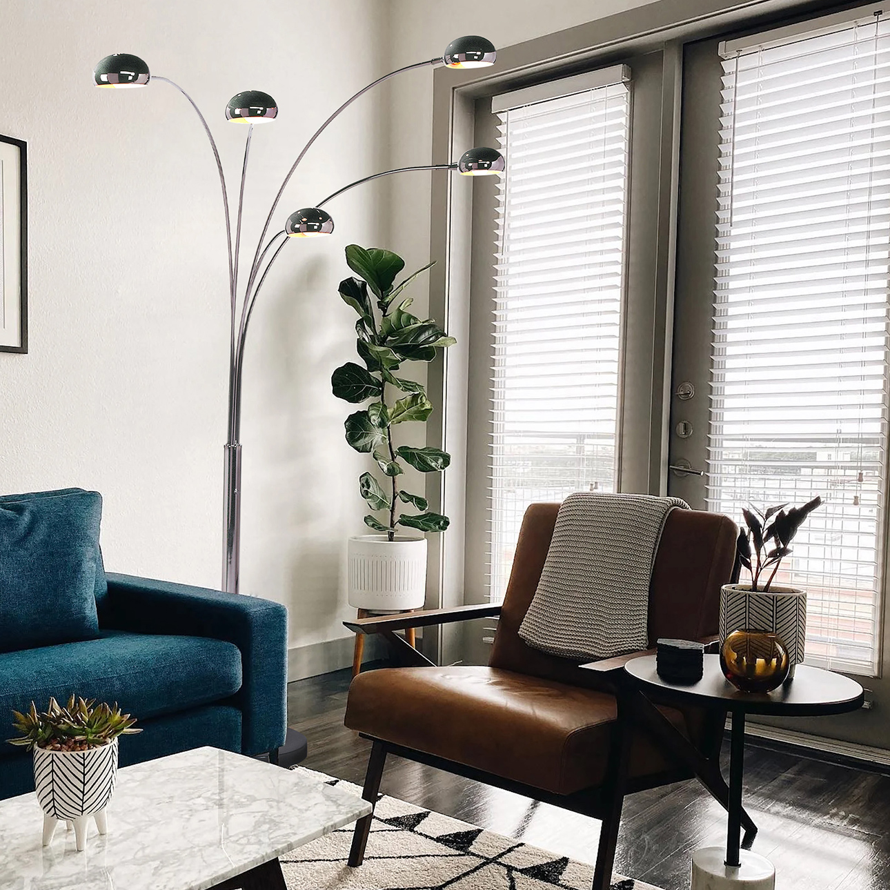 Nova Of CA - Mushroom 5 Light Arc Floor Lamp