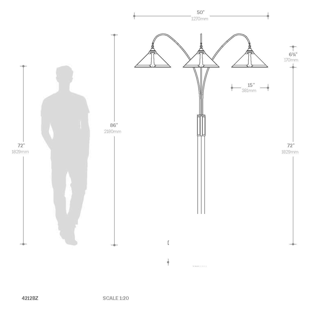 Nova Of CA Natural Mica 3 Light Arc Floor Lamp - Espresso Wood