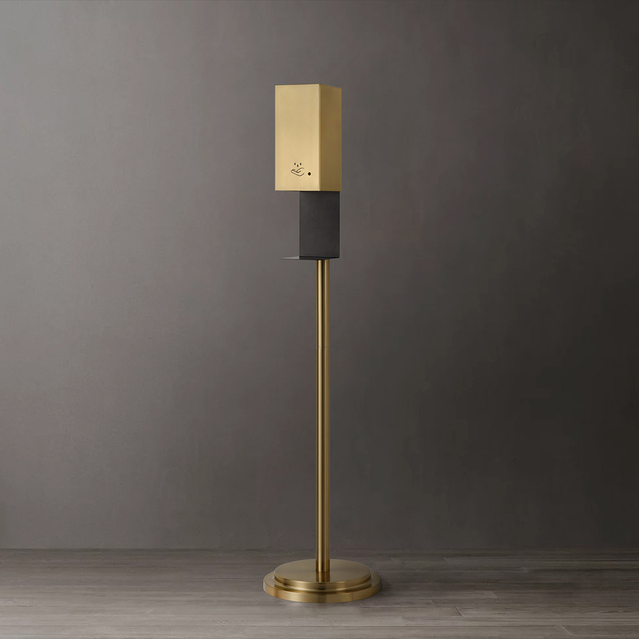 Nova Of CA Luxe Floor Standing Touchless Hand Sanitizer Dispenser - Brushed Brass