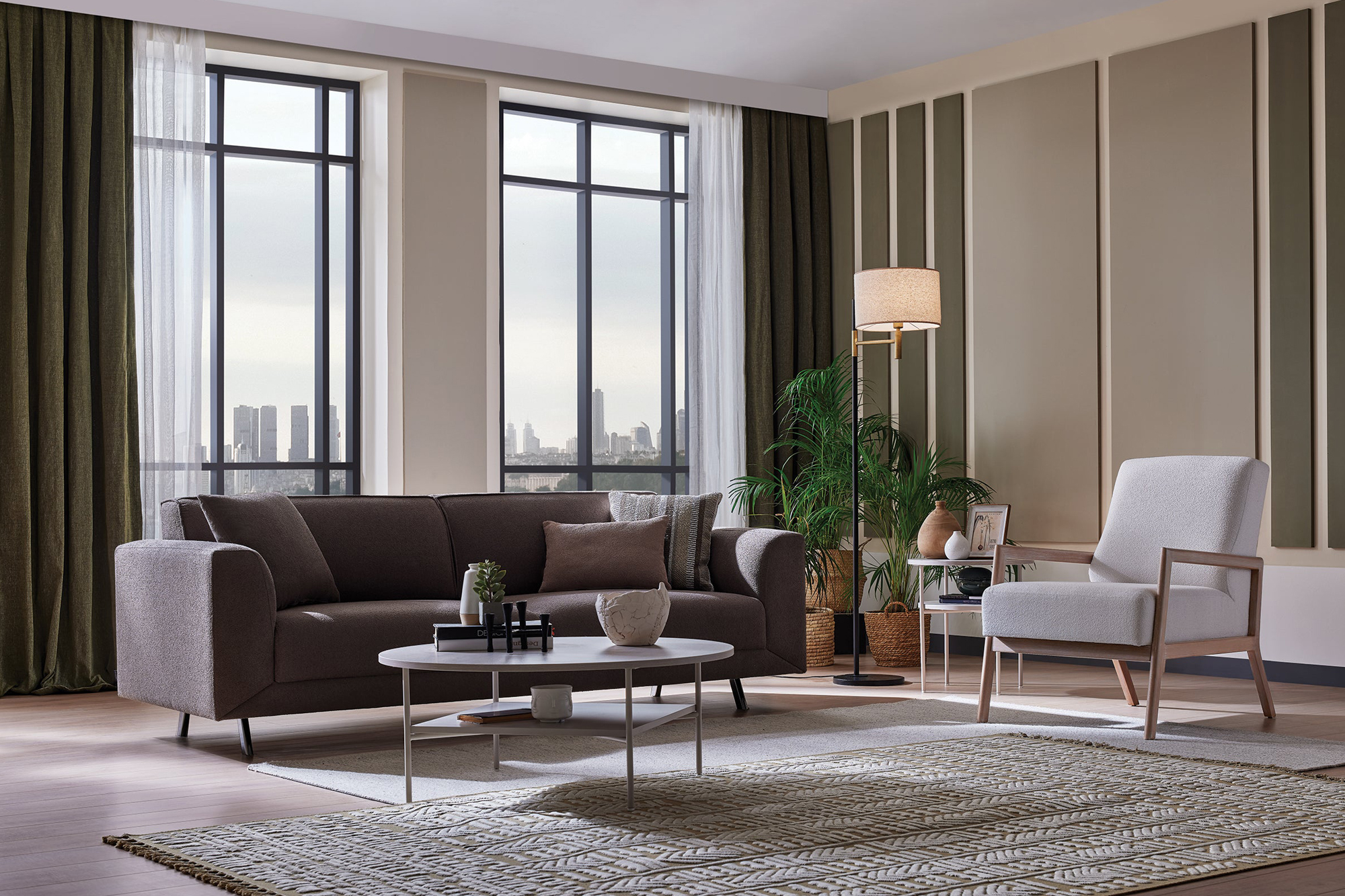 Nova - Basel Taupe Boucle 3-Seater Sofa Bed