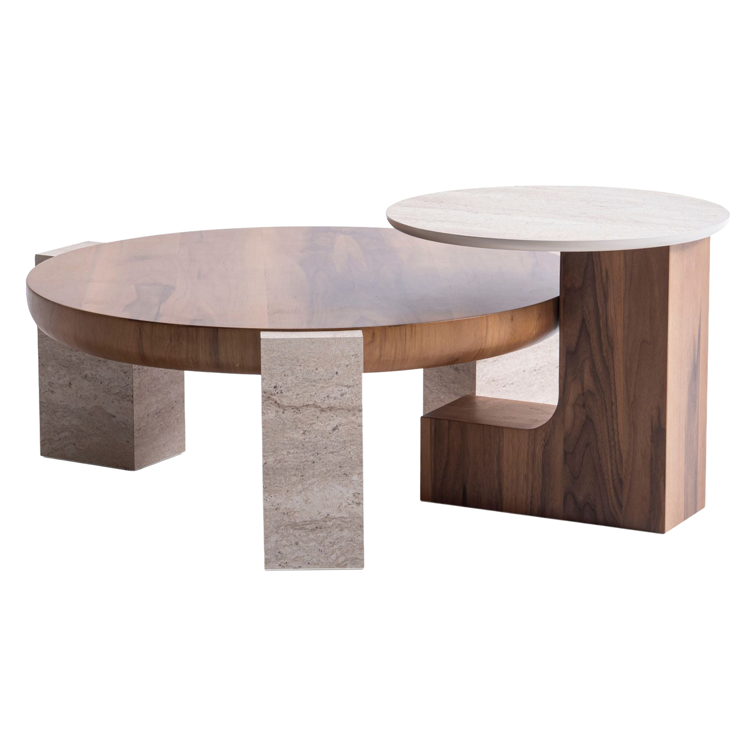 Nova 674 Walnut-Travertine Coffee with End Table