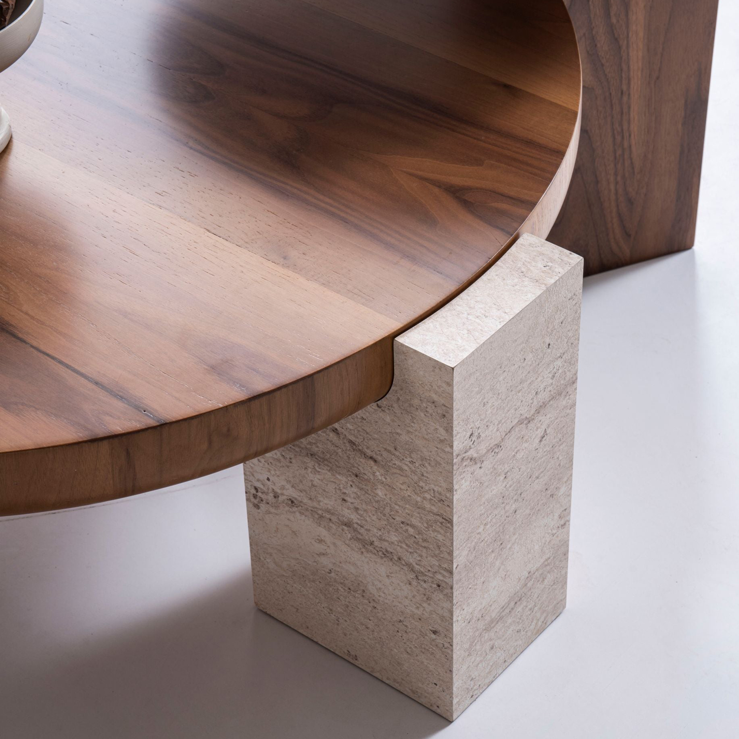 Nova 674 Walnut-Travertine Coffee with End Table