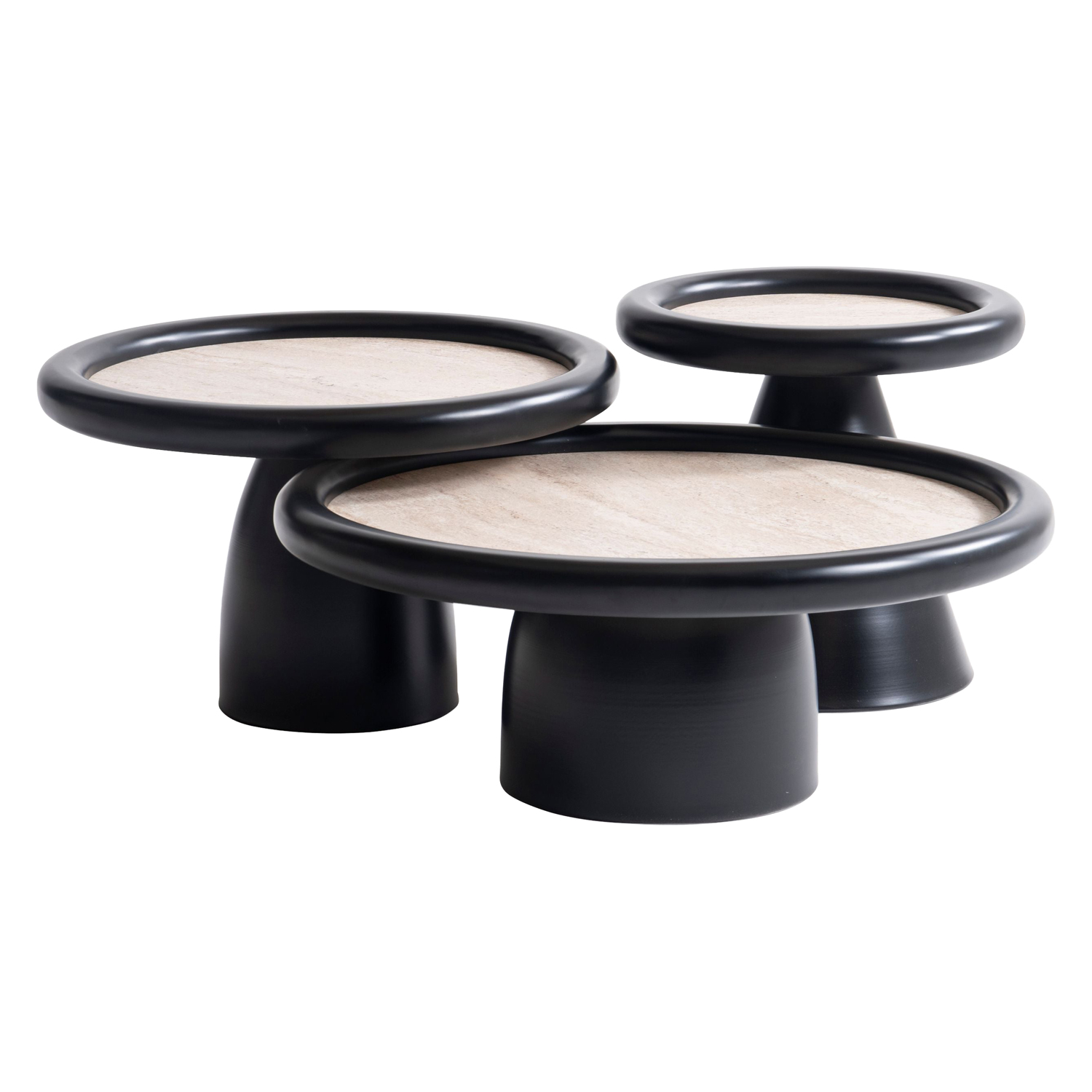 Nova 950 Black Travertine 3 Pc Coffee Table Set