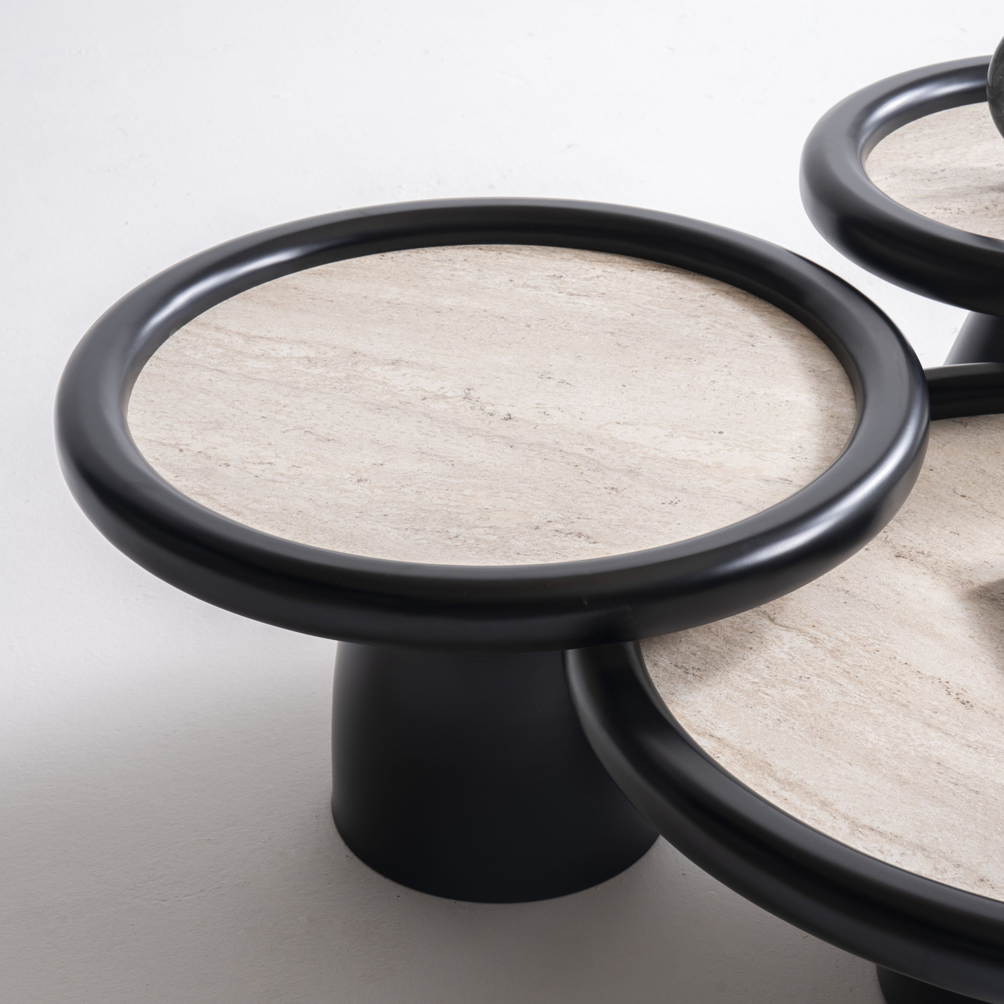Nova 950 Black Travertine 3 Pc Coffee Table Set