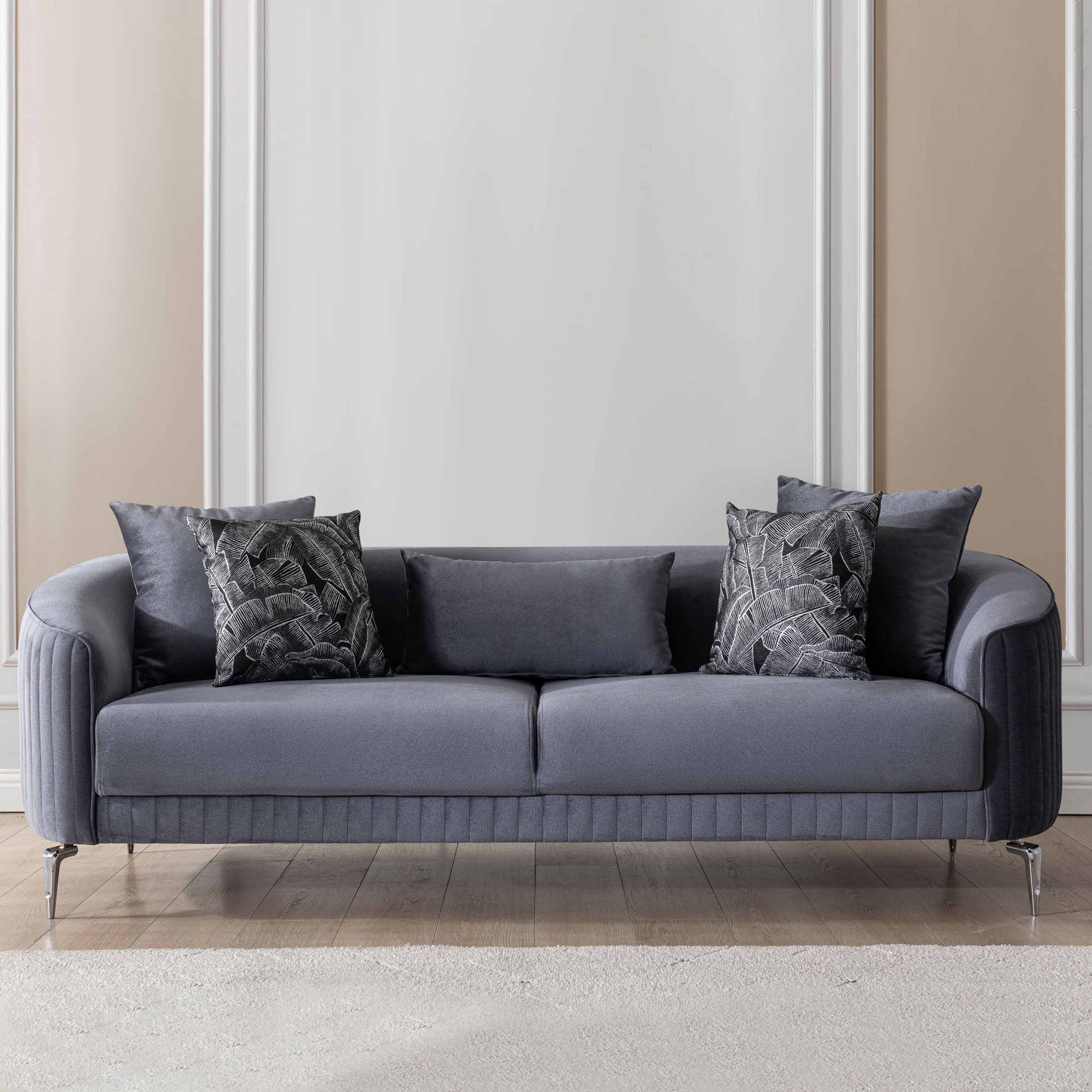 Nova - Angela Gray Velvet Sofa 91" & Loveseat 71"