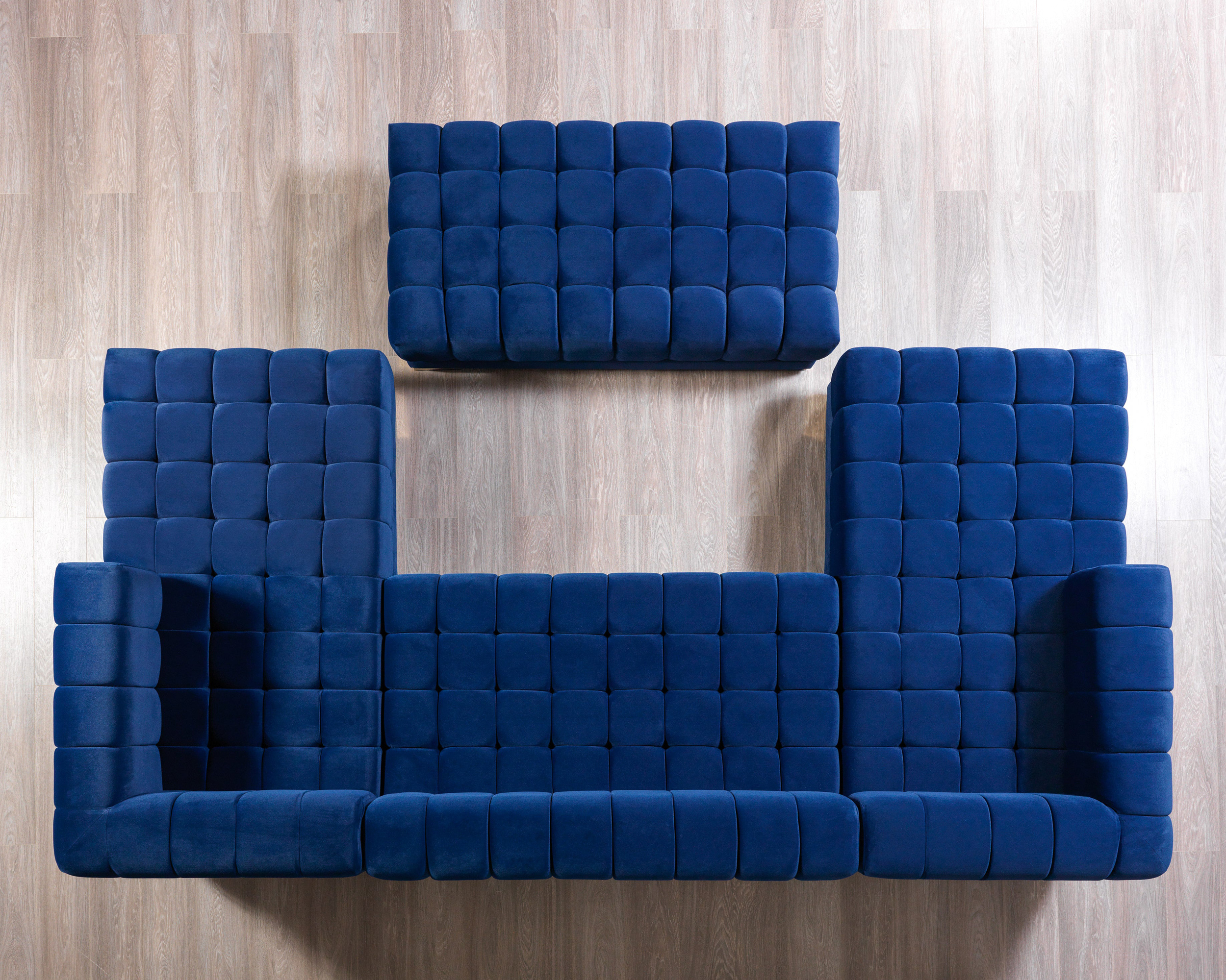 Nova Ariana Velvet Double Chaise Sectional - Blue