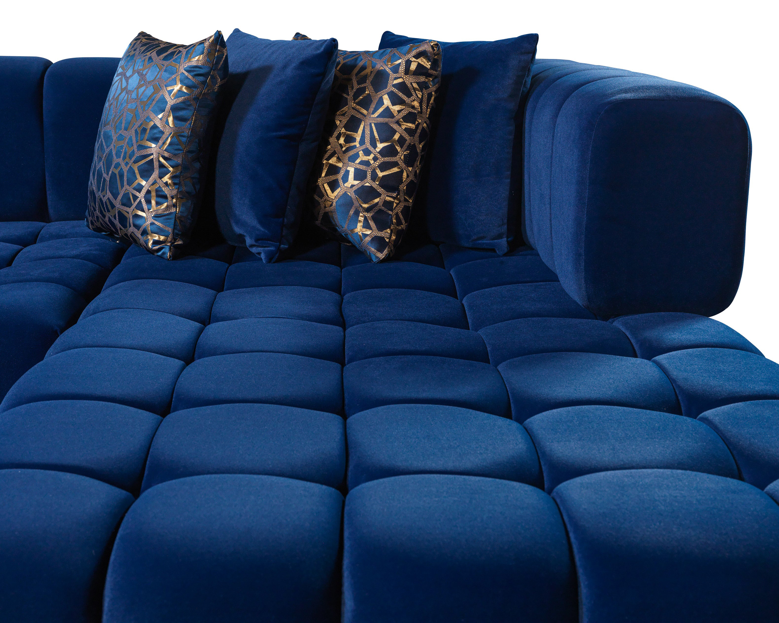 Nova Ariana Velvet Double Chaise Sectional - Blue
