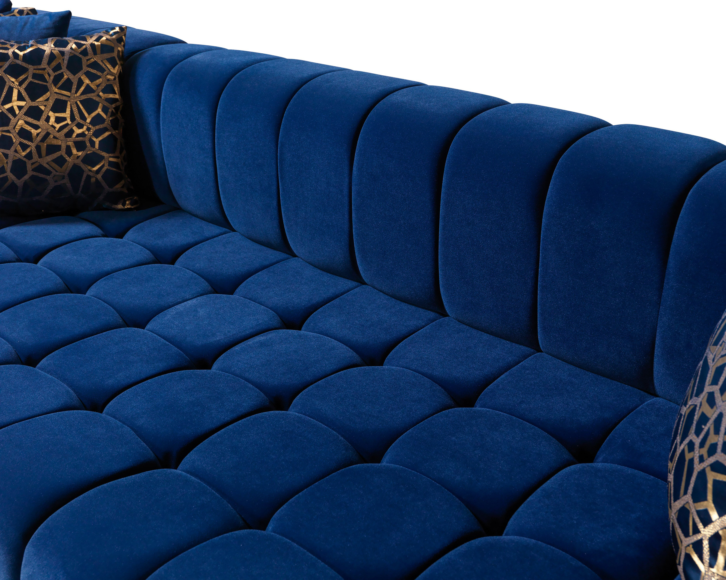 Nova Ariana Velvet Double Chaise Sectional - Blue