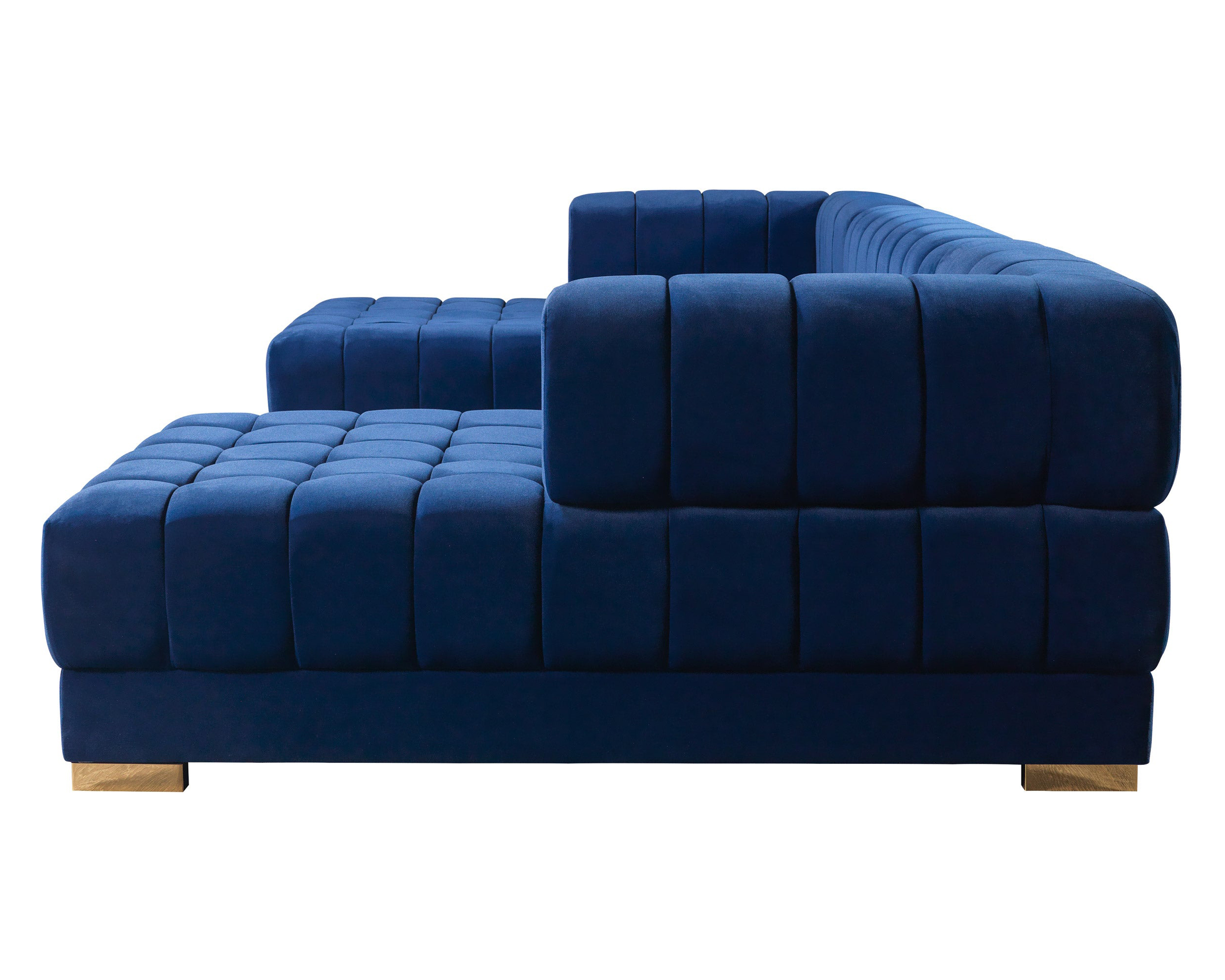 Nova Ariana Velvet Double Chaise Sectional - Blue