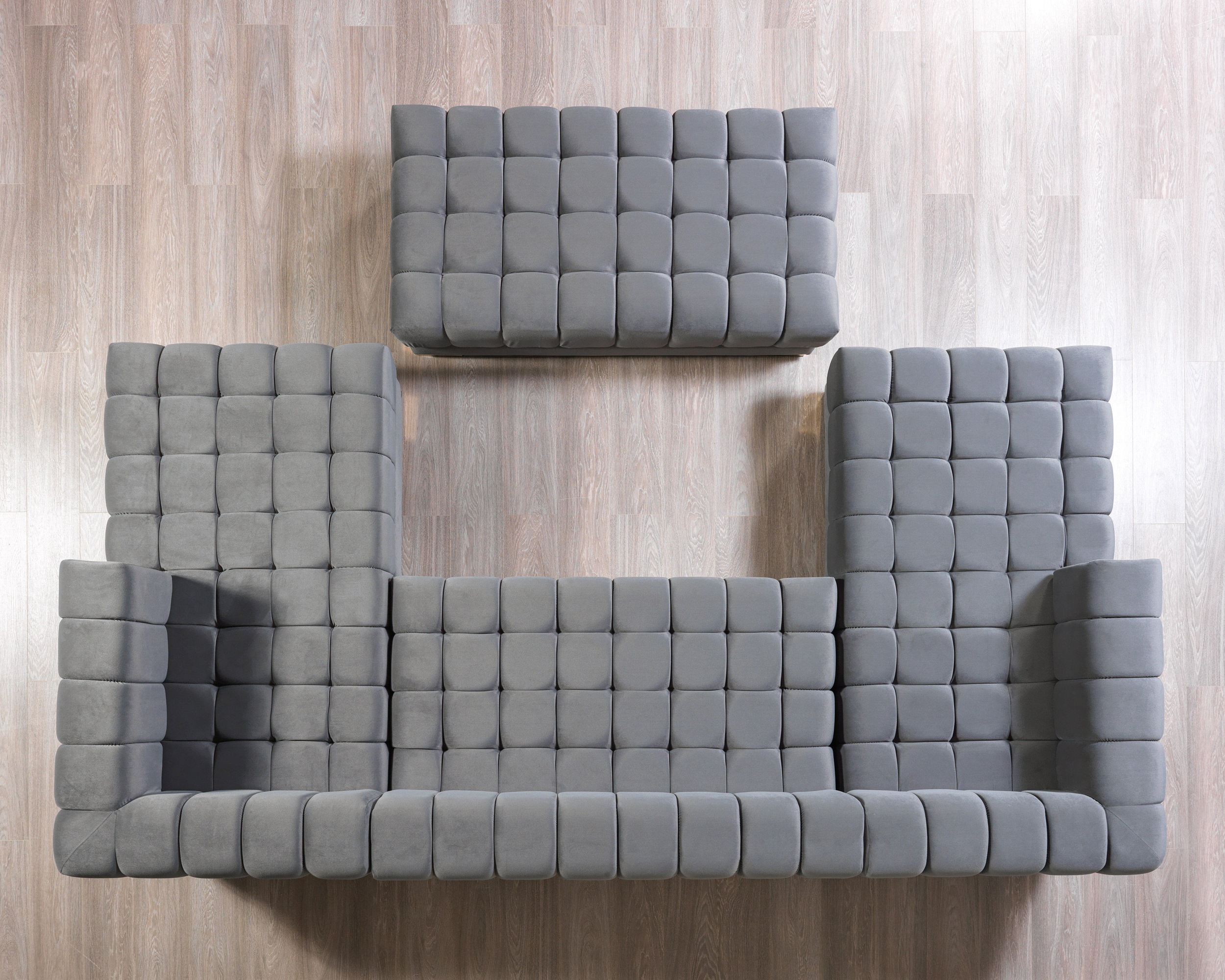 Nova Ariana Velvet Double Chaise Sectional - Gray