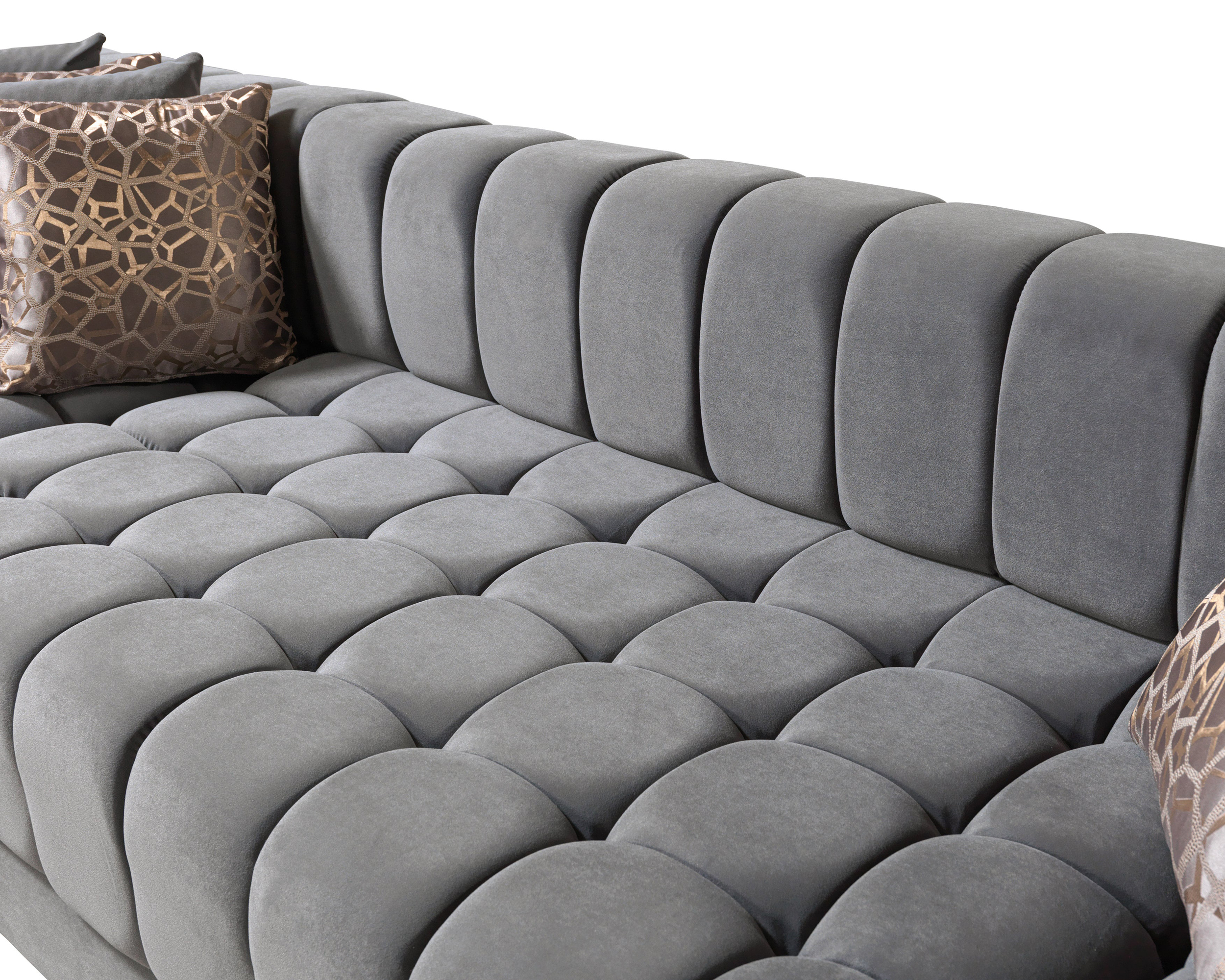 Nova Ariana Velvet Double Chaise Sectional - Gray