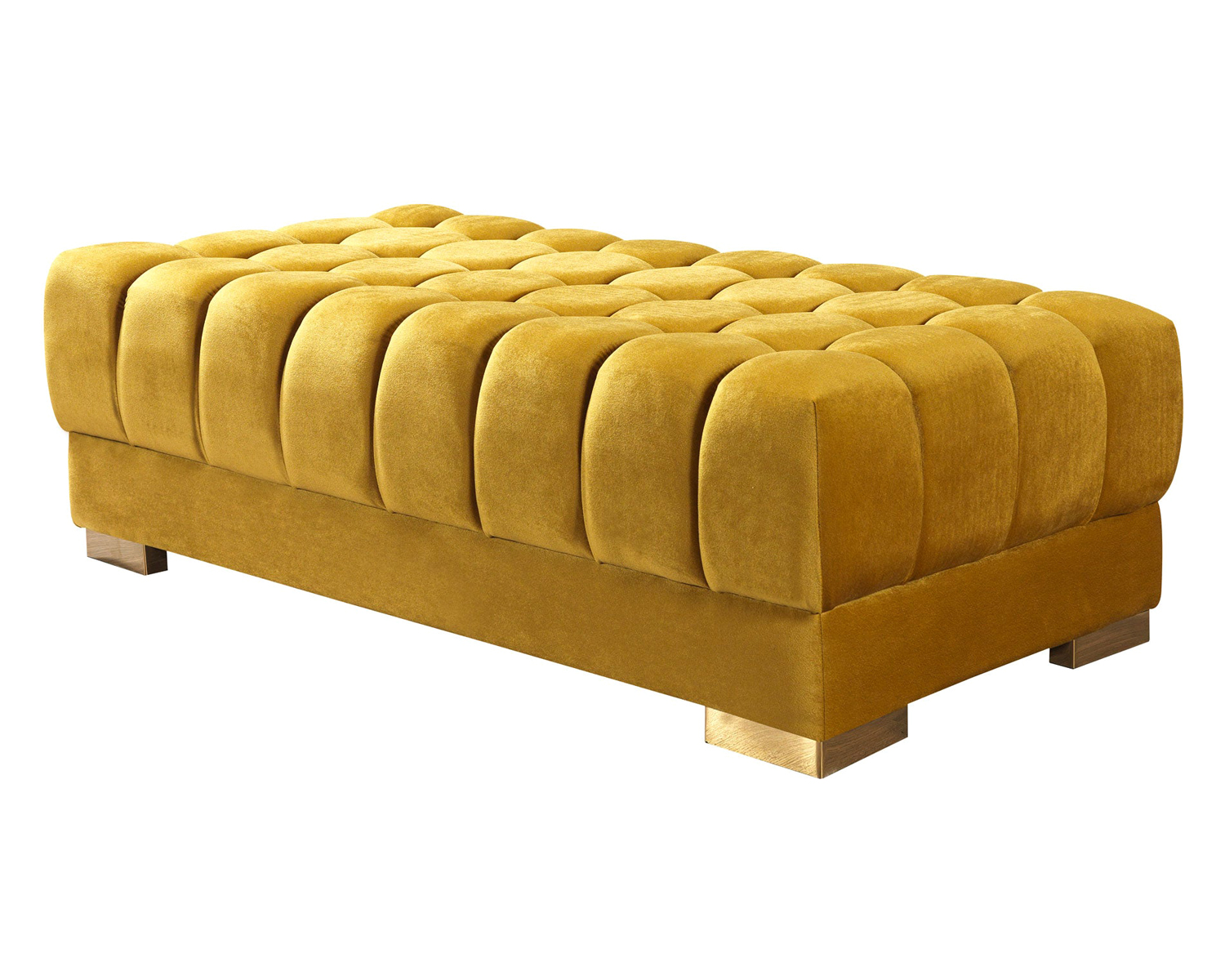 Nova Ariana Velvet Double Chaise Sectional - Mustard