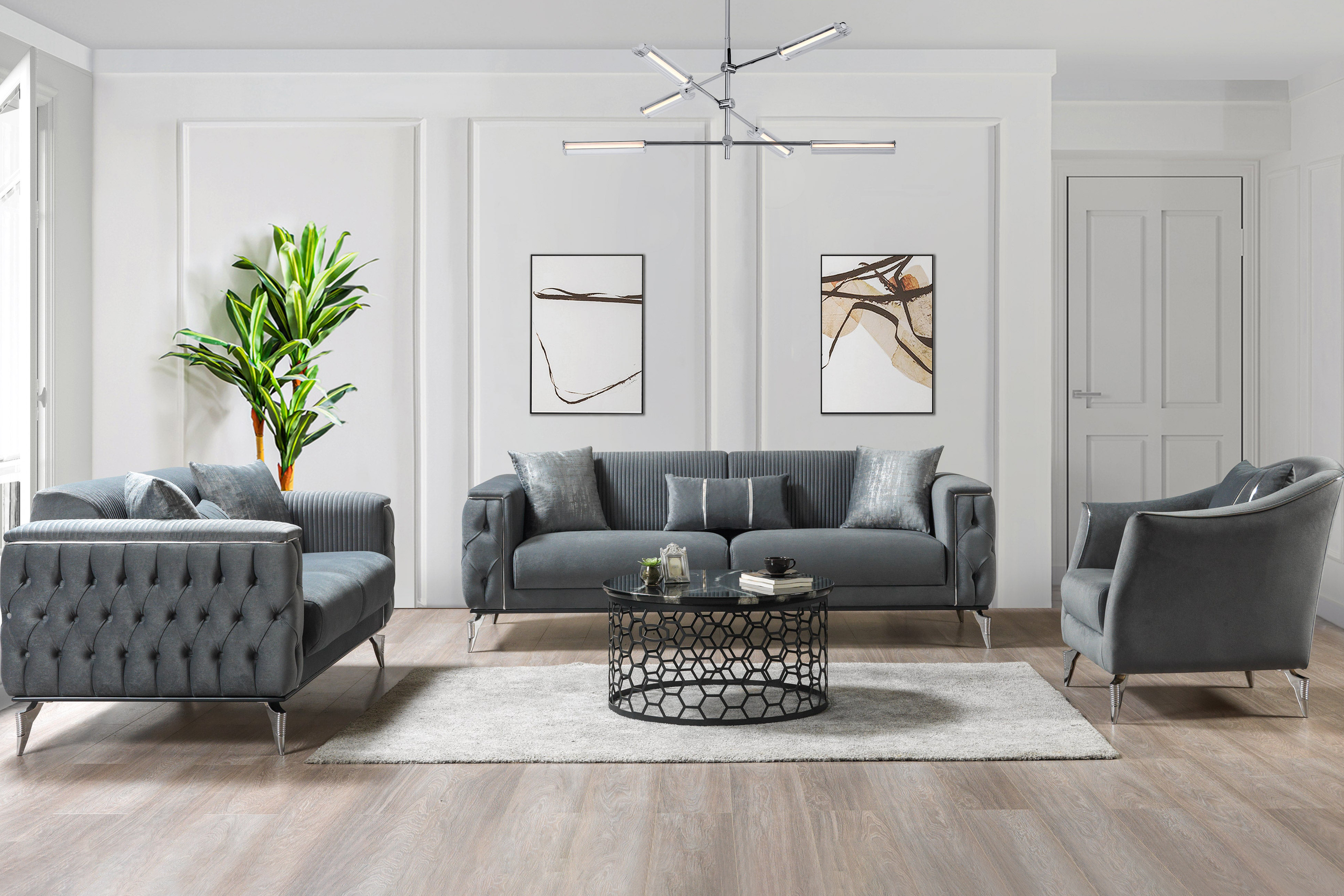 Nova Belinda Gray Velvet Chair