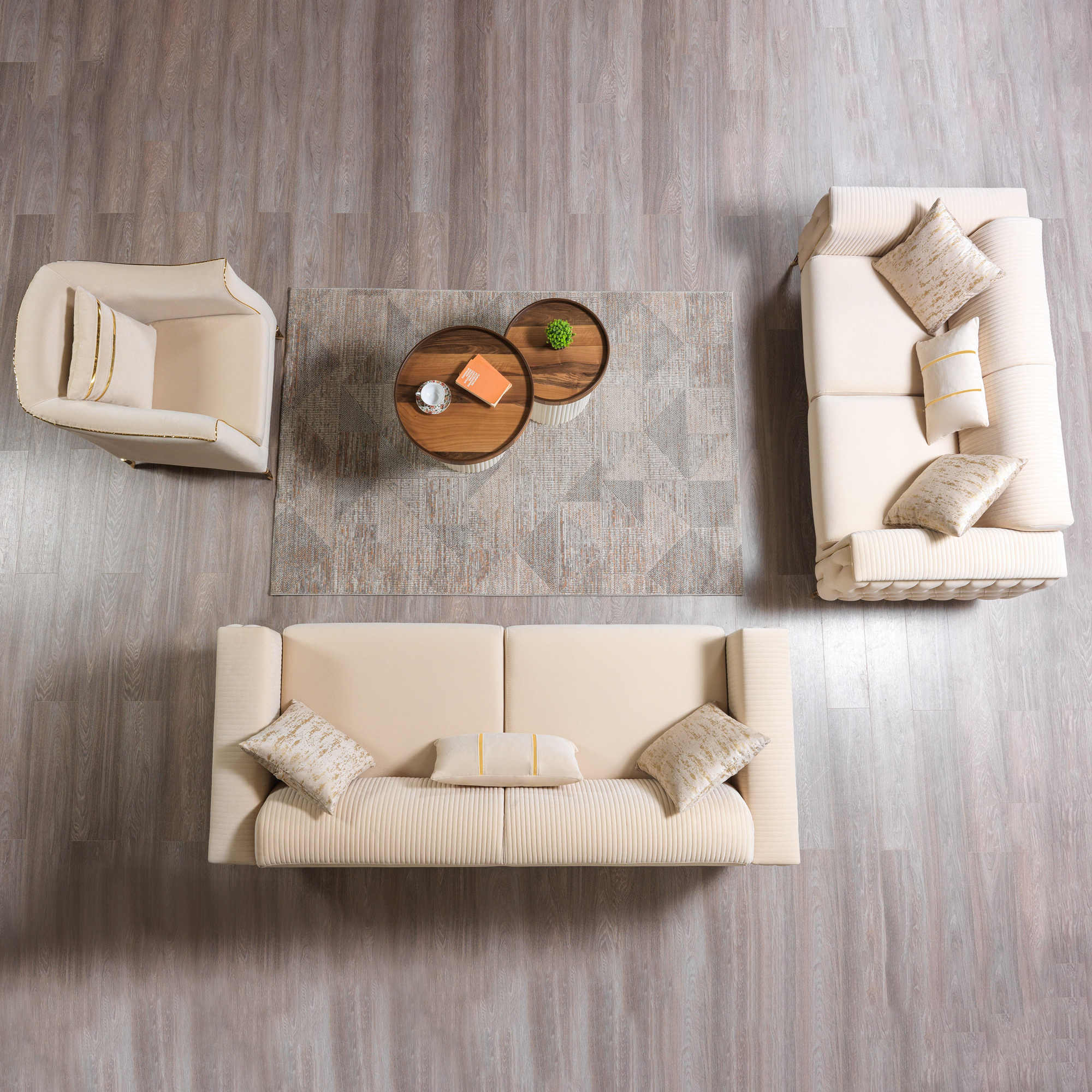 Nova - Belinda Ivory Velvet Sofa 89" & Loveseat 69"