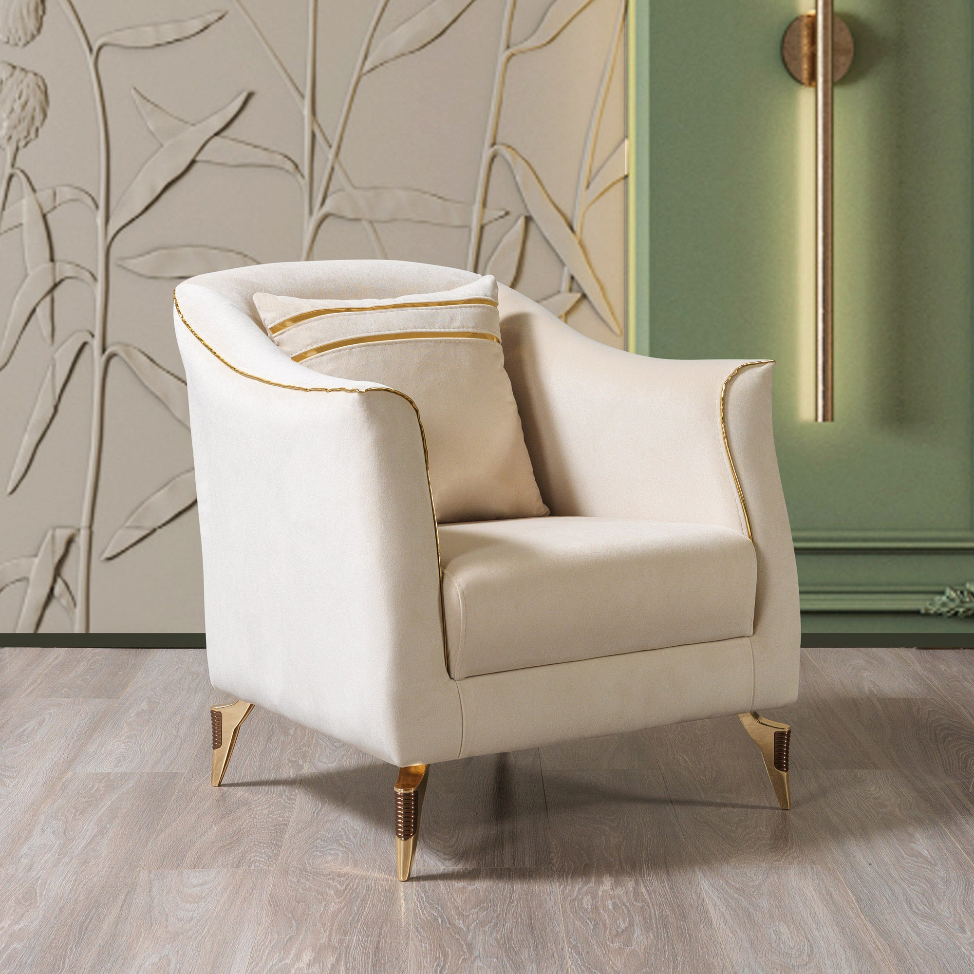 Nova - Belinda Ivory Velvet Sofa 89" & Loveseat 69"