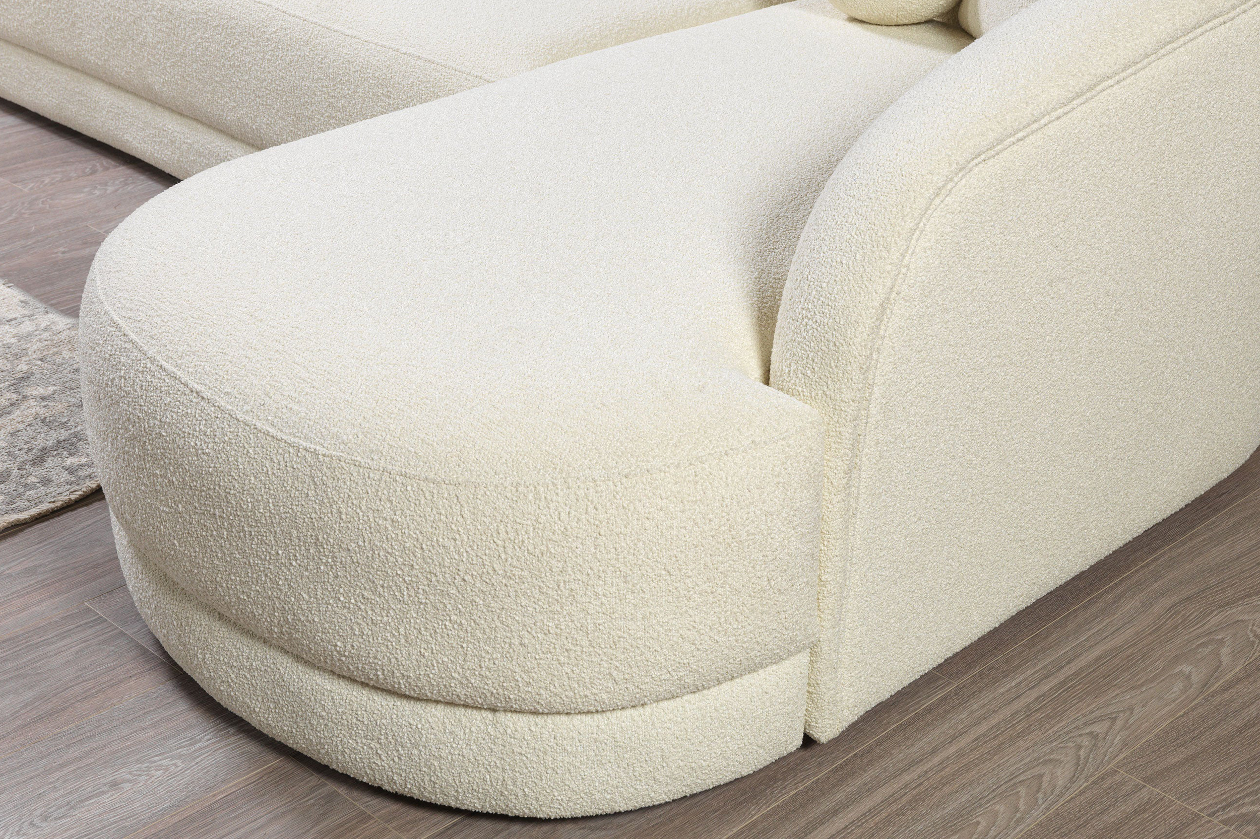 Nova - Bella Ivory Boucle Sectional in Right Arm Facing