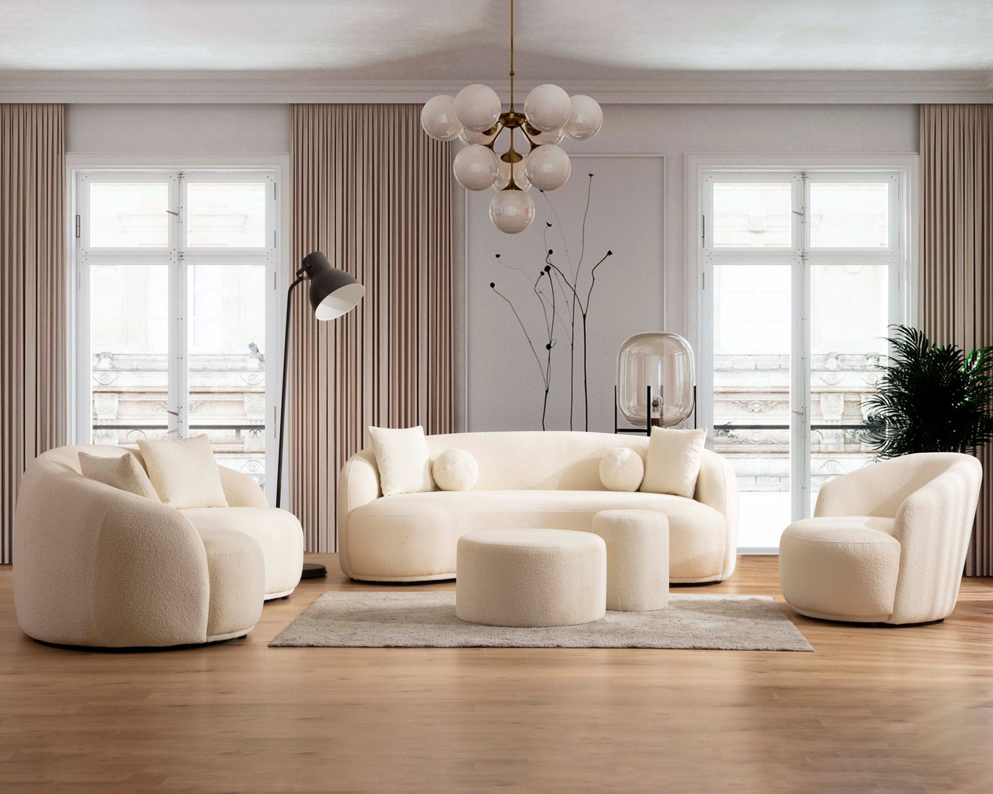 Nova - Bonita Ivory Boucle Sofa